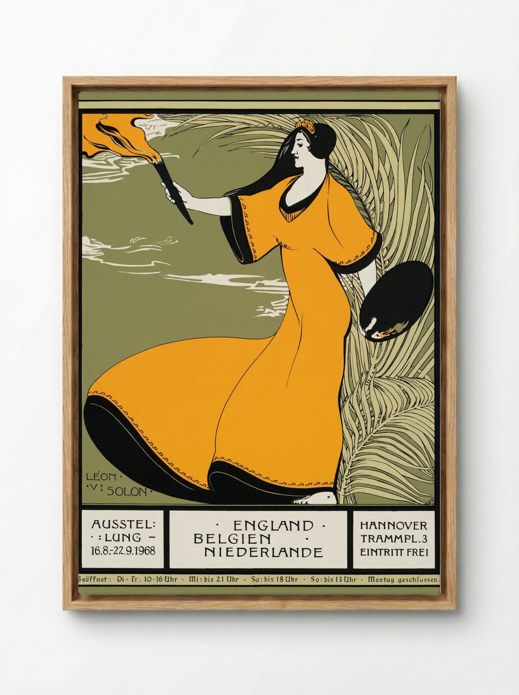Exposition Poster, Hannover - Léon-Victor Solon - Framed Canvas Wood