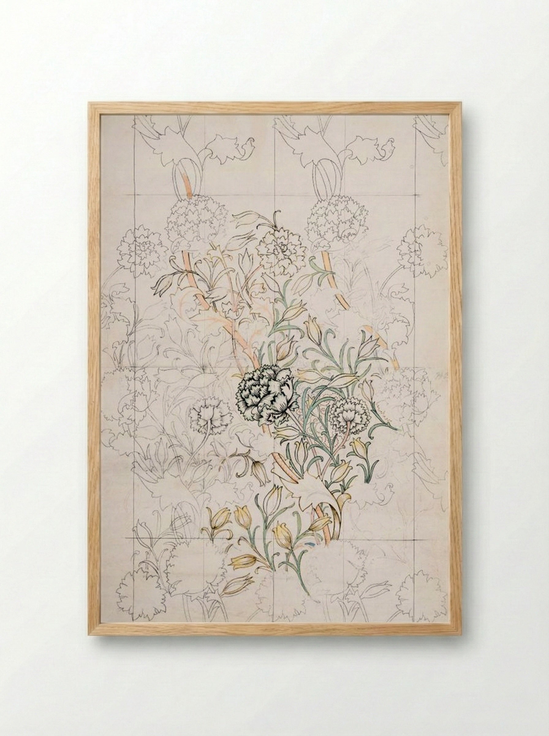 Study for 'Wild Tulip' Wallpaper - William Morris - Framed Print Wood