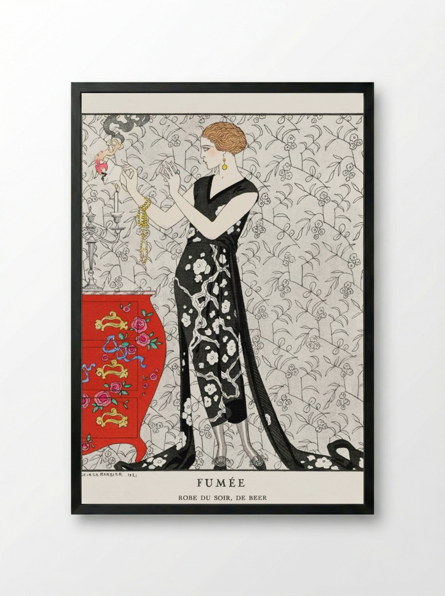 Fumée, Robe du Soir, de Beer (Fashion Illustration) - George Barbier - Framed Print Black