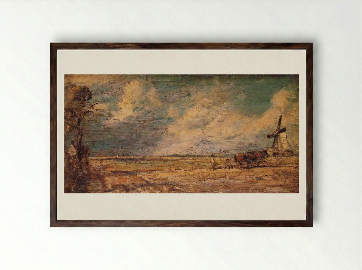 Spring Ploughing - John Constable - Framed Print Dark Wood