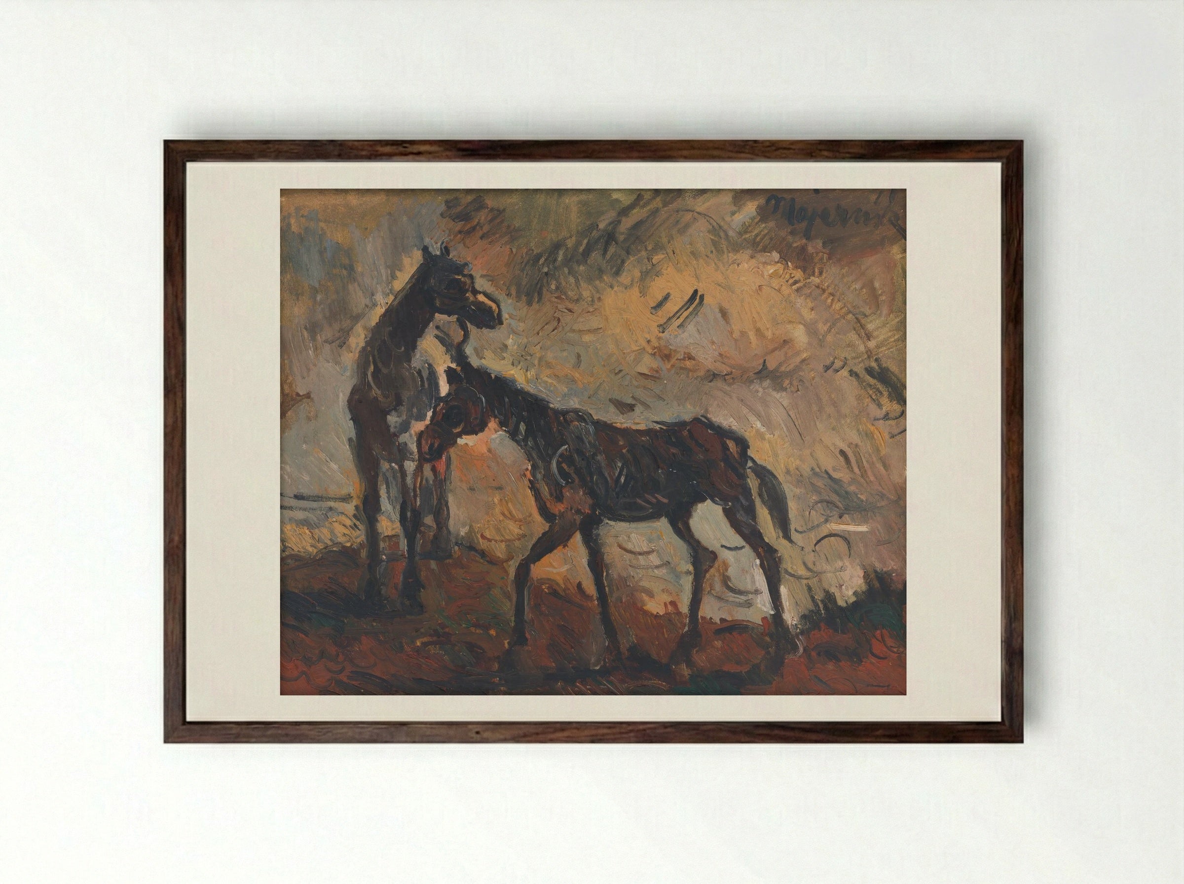 Runaway Horses - Cyprián Majerník - Framed Print Dark Wood