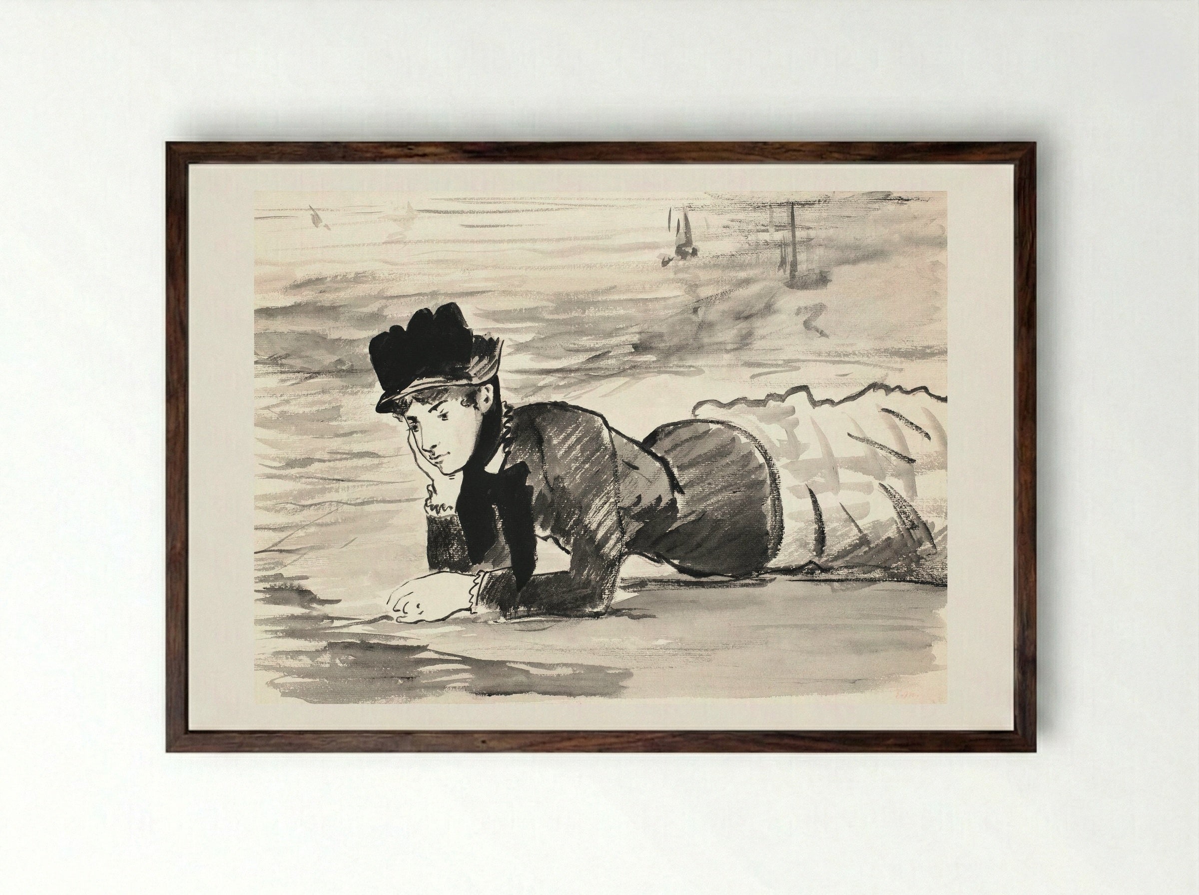 Annabel Lee - Édouard Manet - Framed Print Dark Wood
