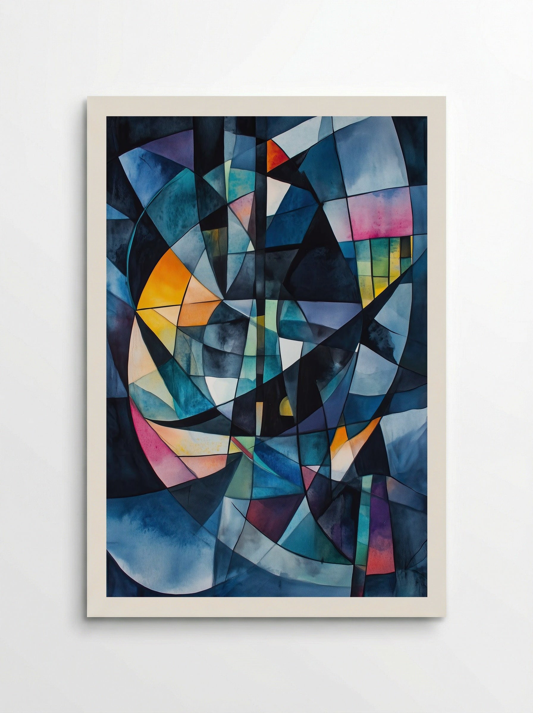 Cathedral Light – Abstract Geometric Stained Glass Composition - Poster