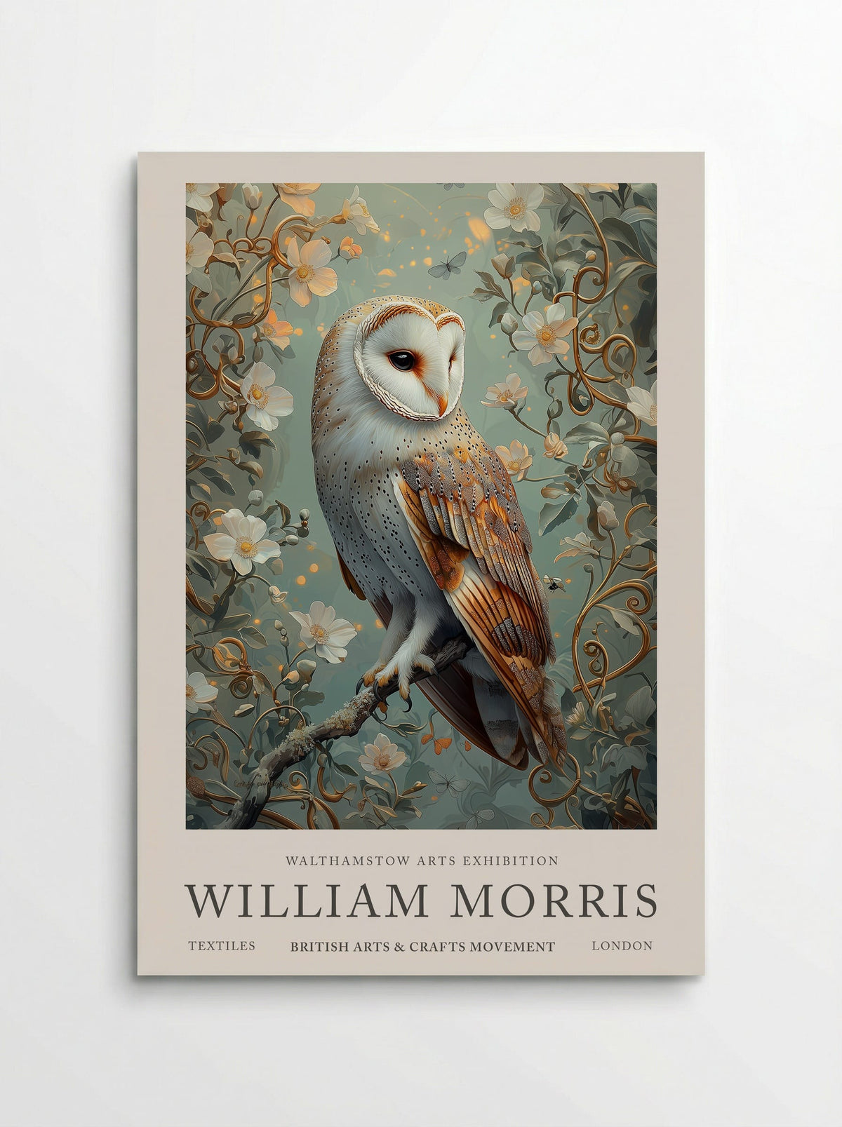 Barn Owl Whispering Wings - William Morris - Poster