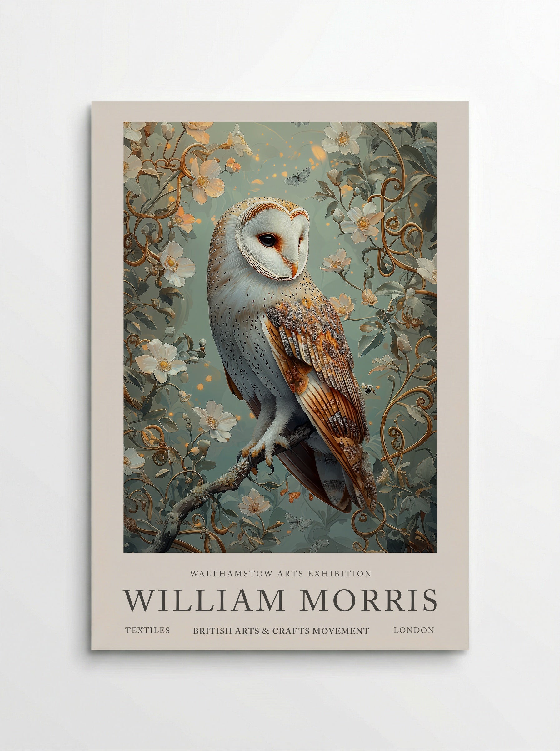 Barn Owl Whispering Wings - William Morris - Poster