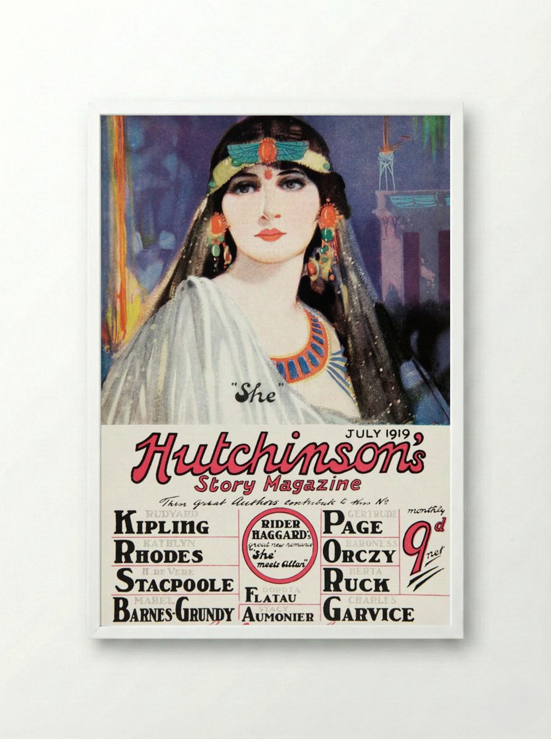 She Meets Allan (Hutchinson's Story Magazine Cover) - Fine Art Print - Framed Print White