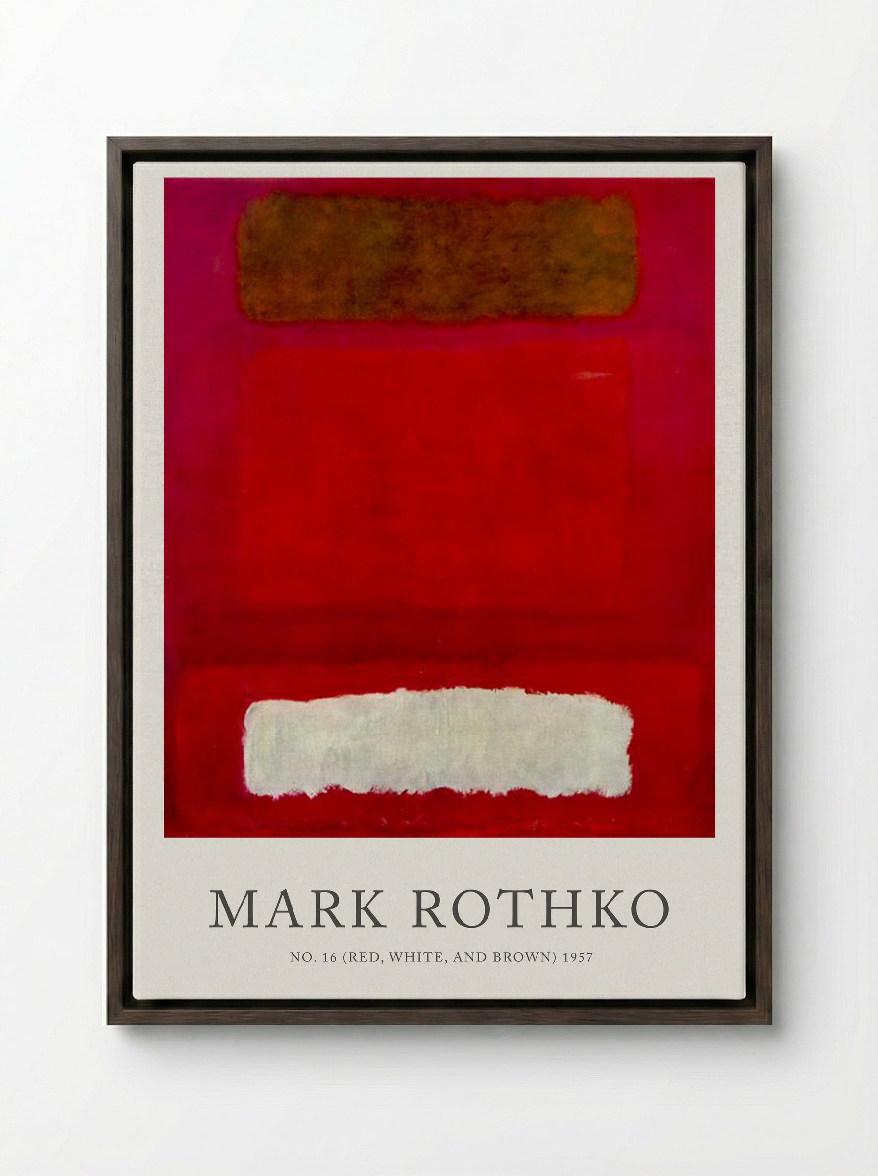 No. 16 (Red, White, and Brown) - Mark Rothko - Framed Canvas Dark Wood