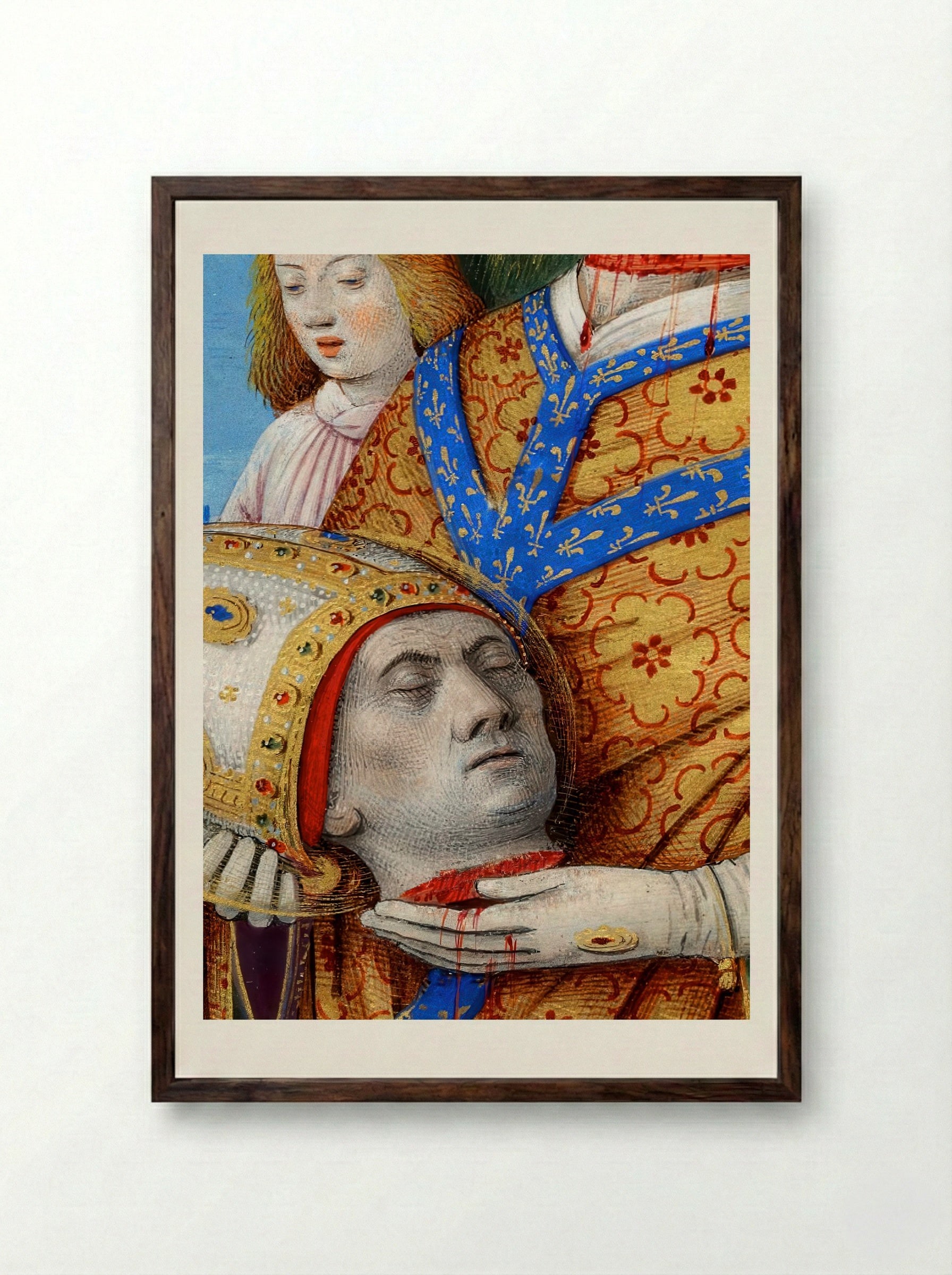 The Martyrdom of Saint Denis - Fine Art Print - Framed Print Dark Wood