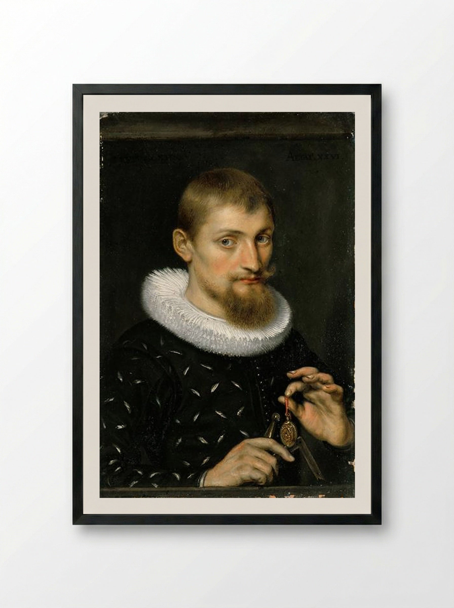 Portrait of a Man, Possibly an Architect or Geographer - Peter Paul Rubens - Framed Print Black
