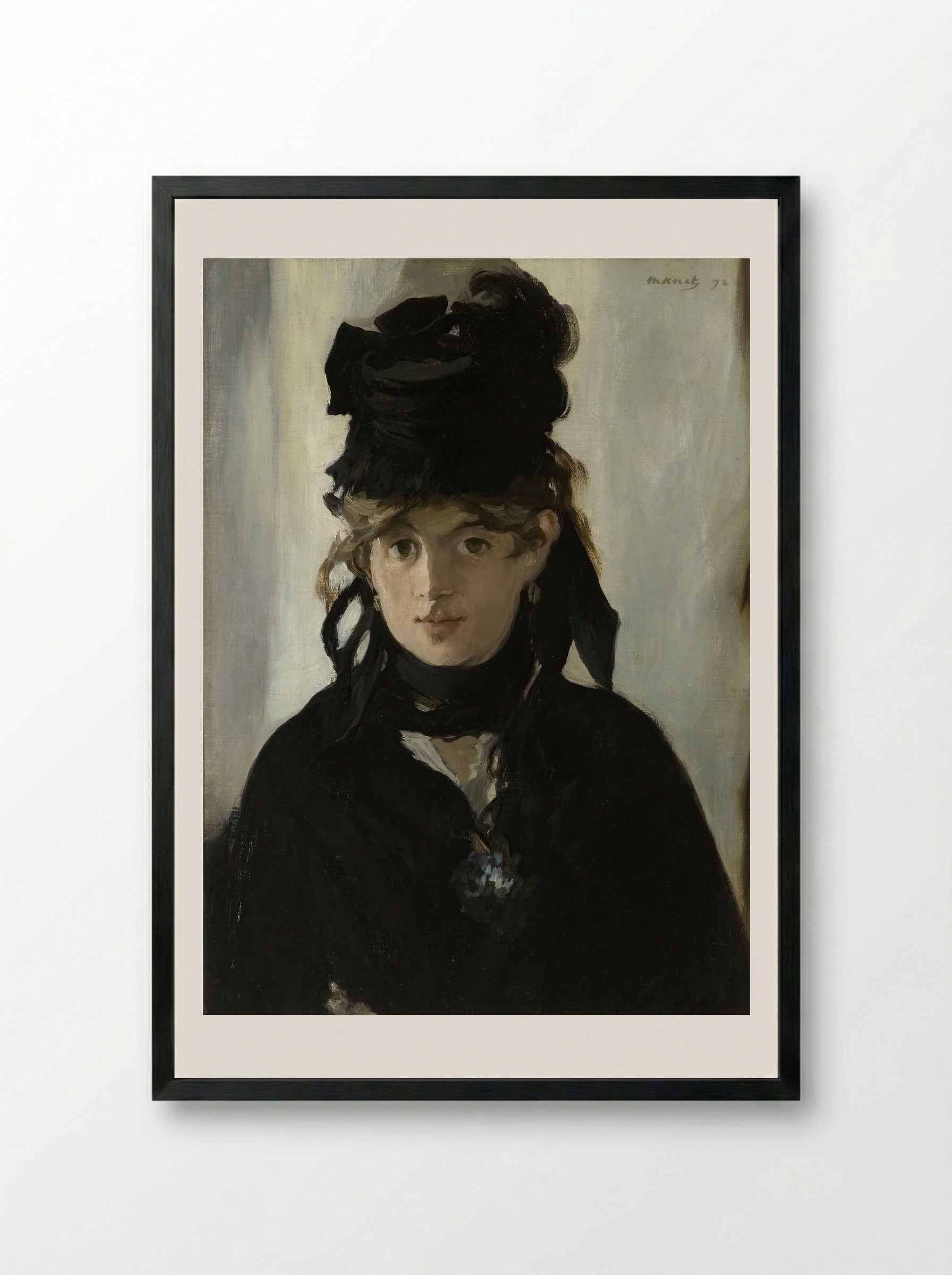 Berthe Morisot With a Bouquet of Violets - Édouard Manet - Framed Print Black