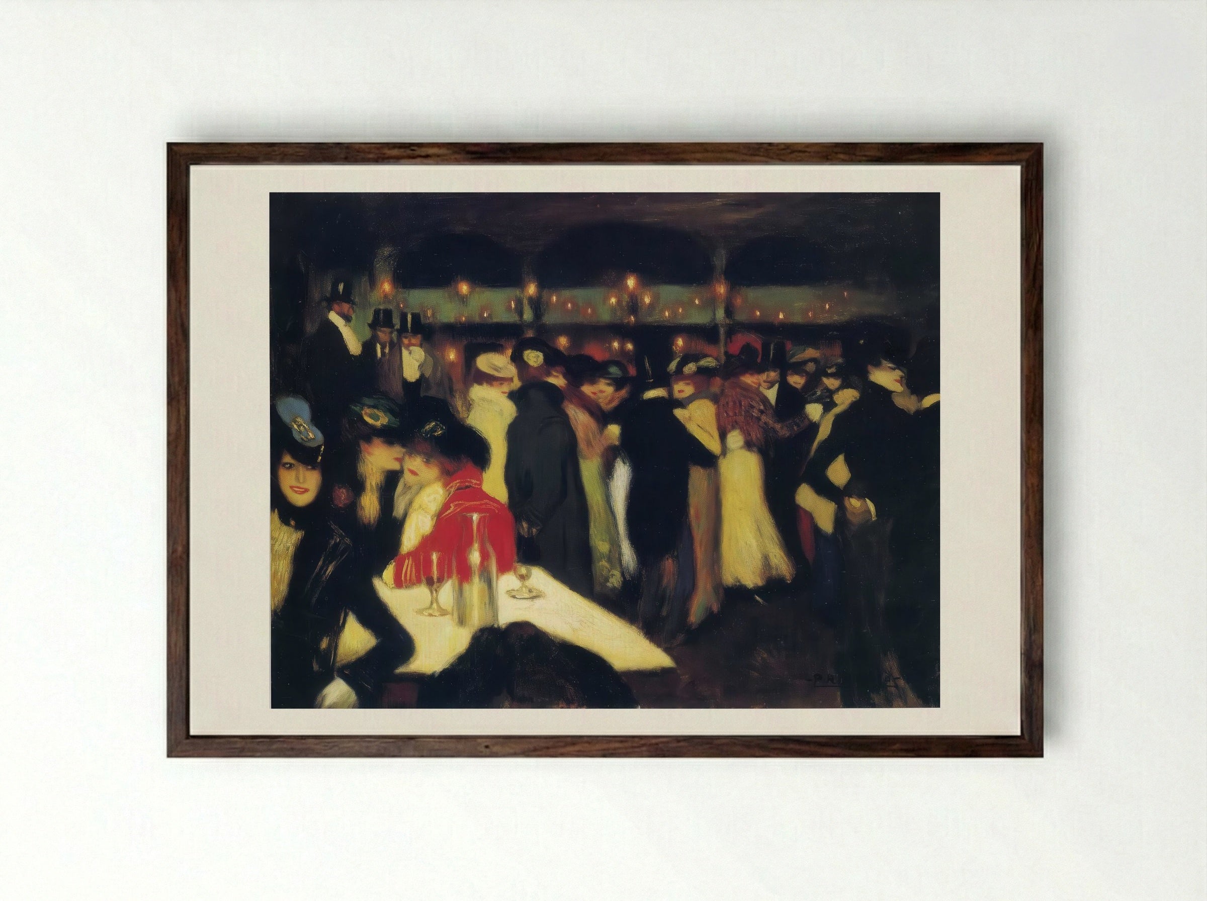 Bal du moulin de la Galette - Pierre-Auguste Renoir - Framed Print Dark Wood