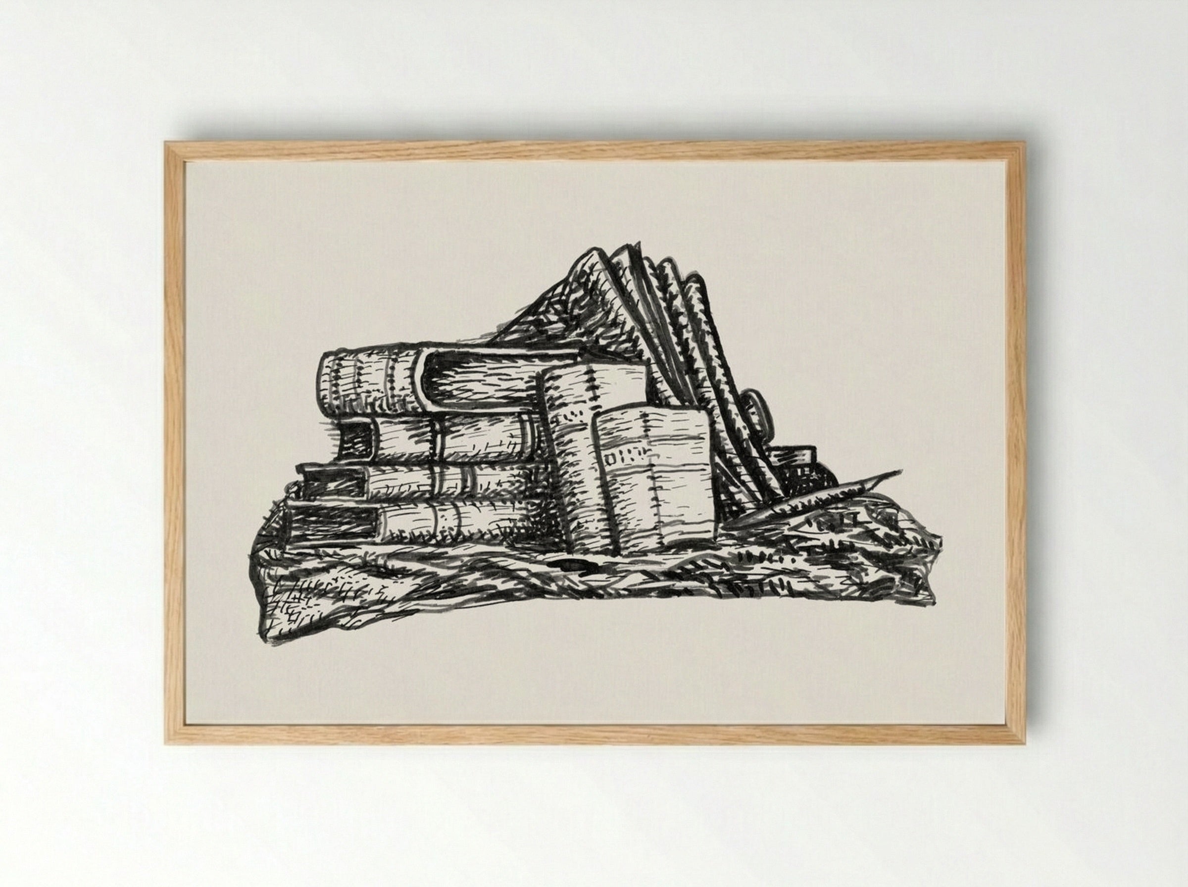 Stack of Books and Stationery - Leo Gestel - Framed Print Wood
