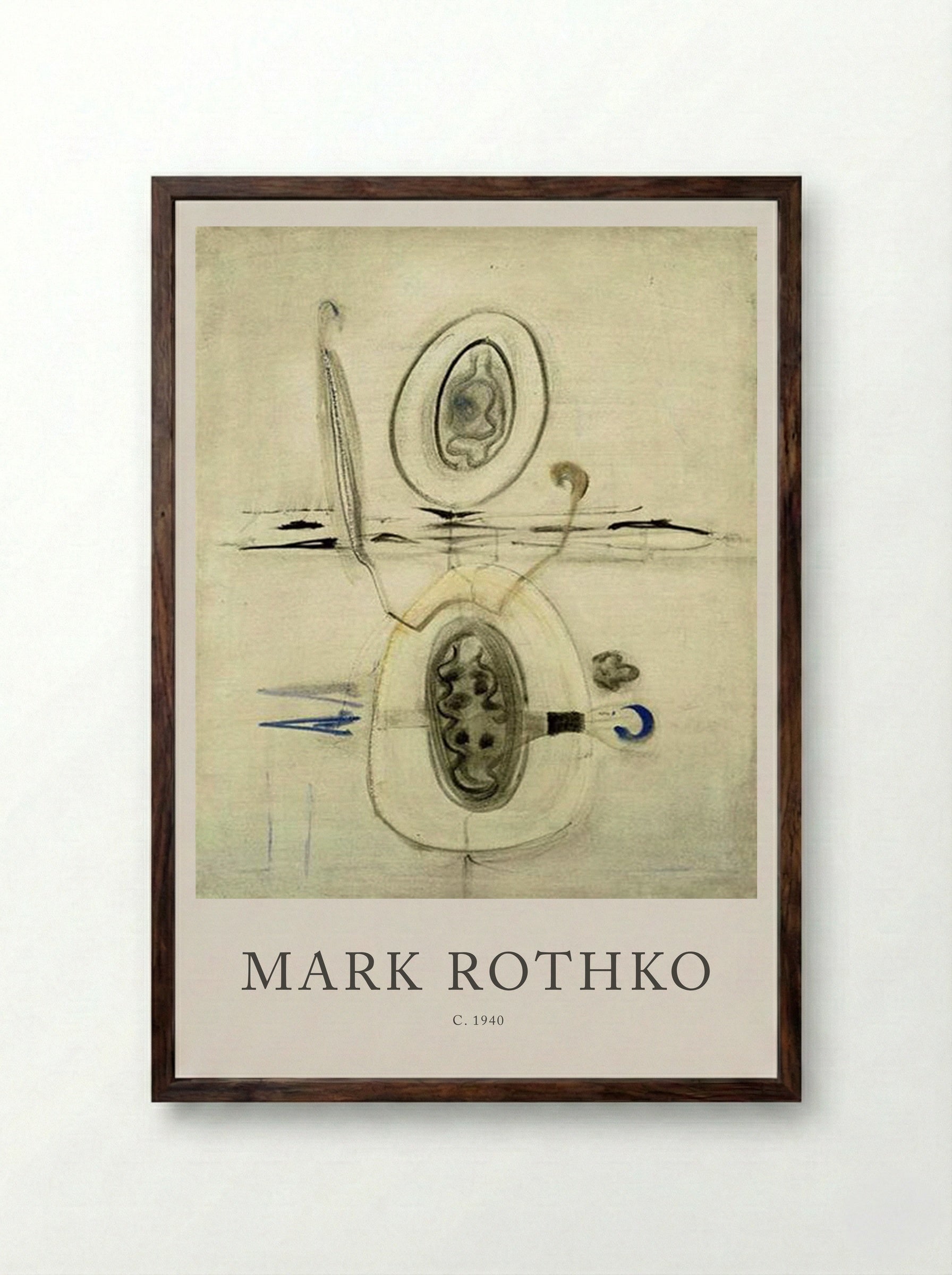 Untitled (Biomorphic Composition) - Mark Rothko - Framed Print Dark Wood