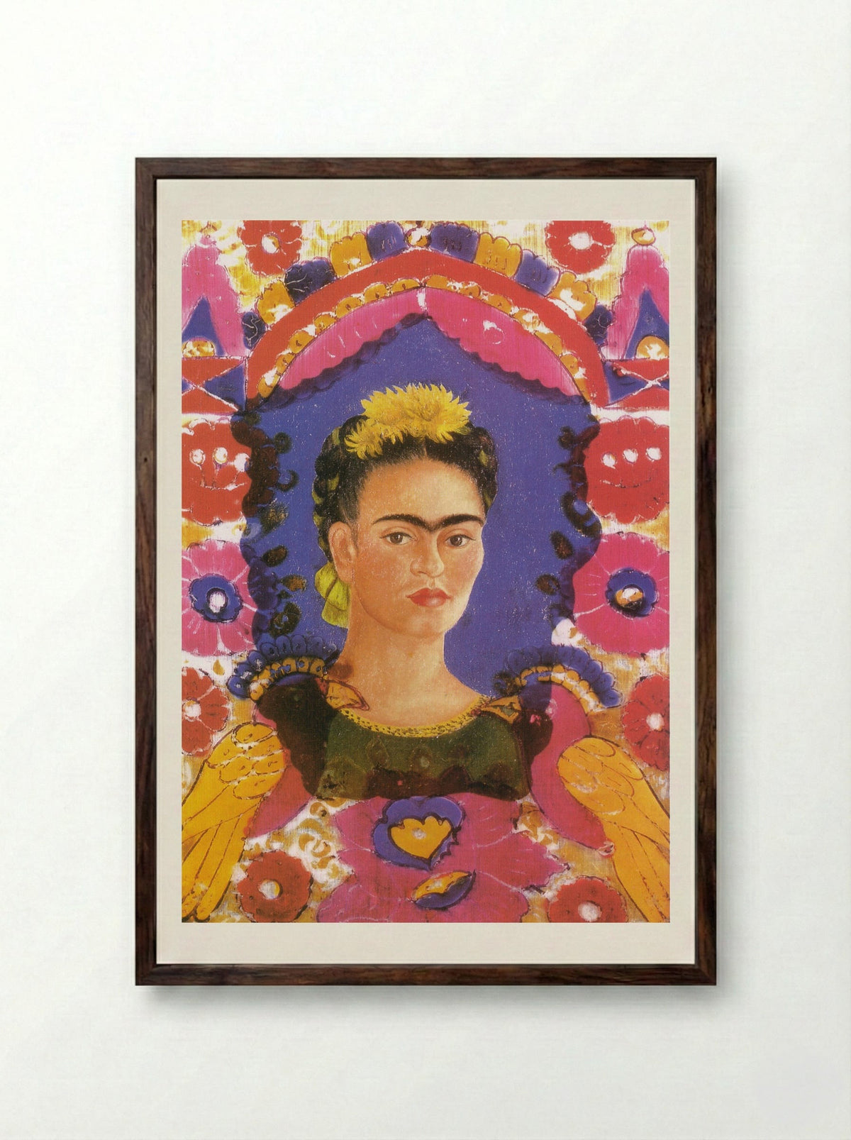 Self-Portrait: The Frame - Frida Kahlo - Framed Print Dark Wood
