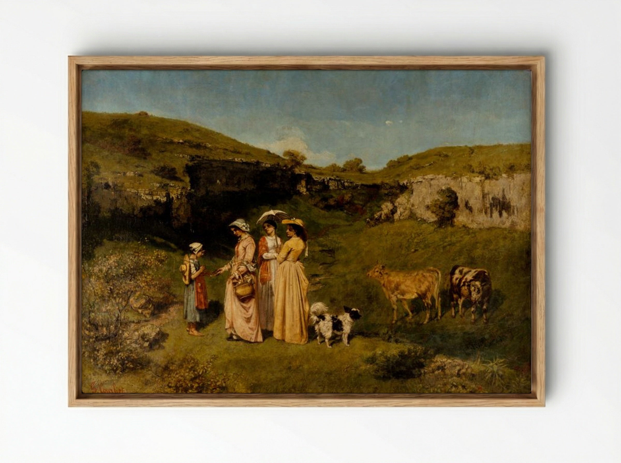 Young Ladies of the Village - Gustave Courbet - Framed Canvas Wood