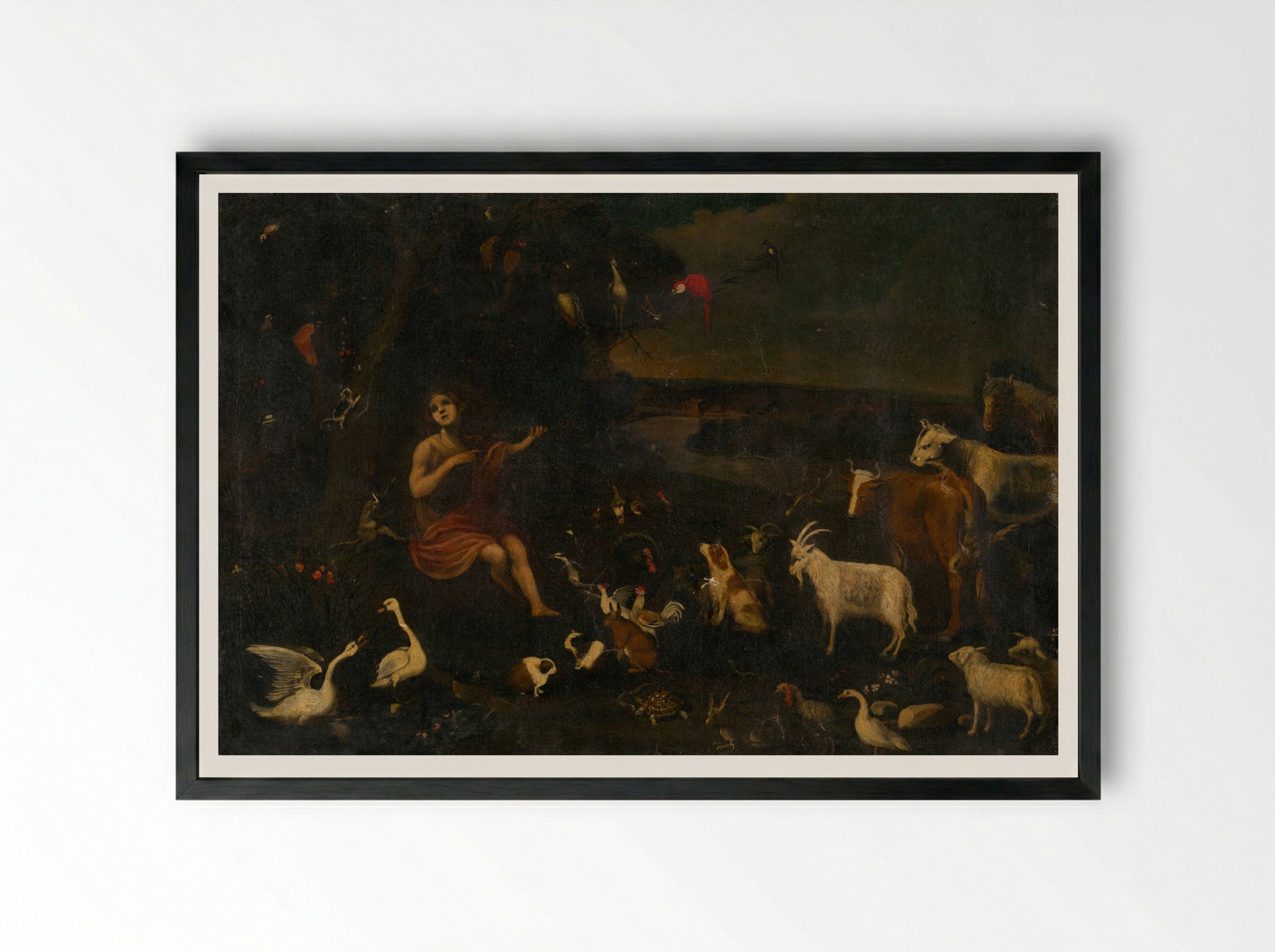Orpheus Charming the Animals - Roelant Savery - Framed Print Black