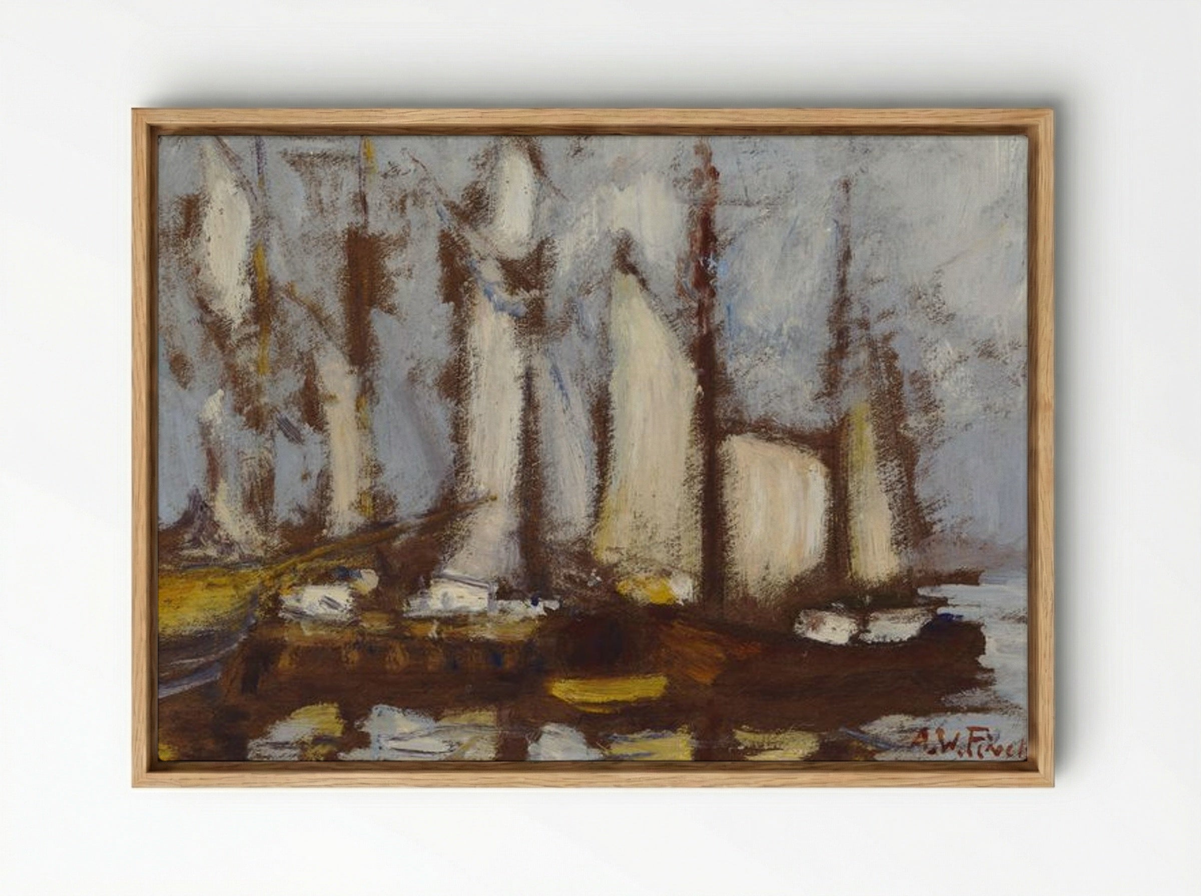 Sailing Vessels - Alfred William Finch - Framed Canvas Wood