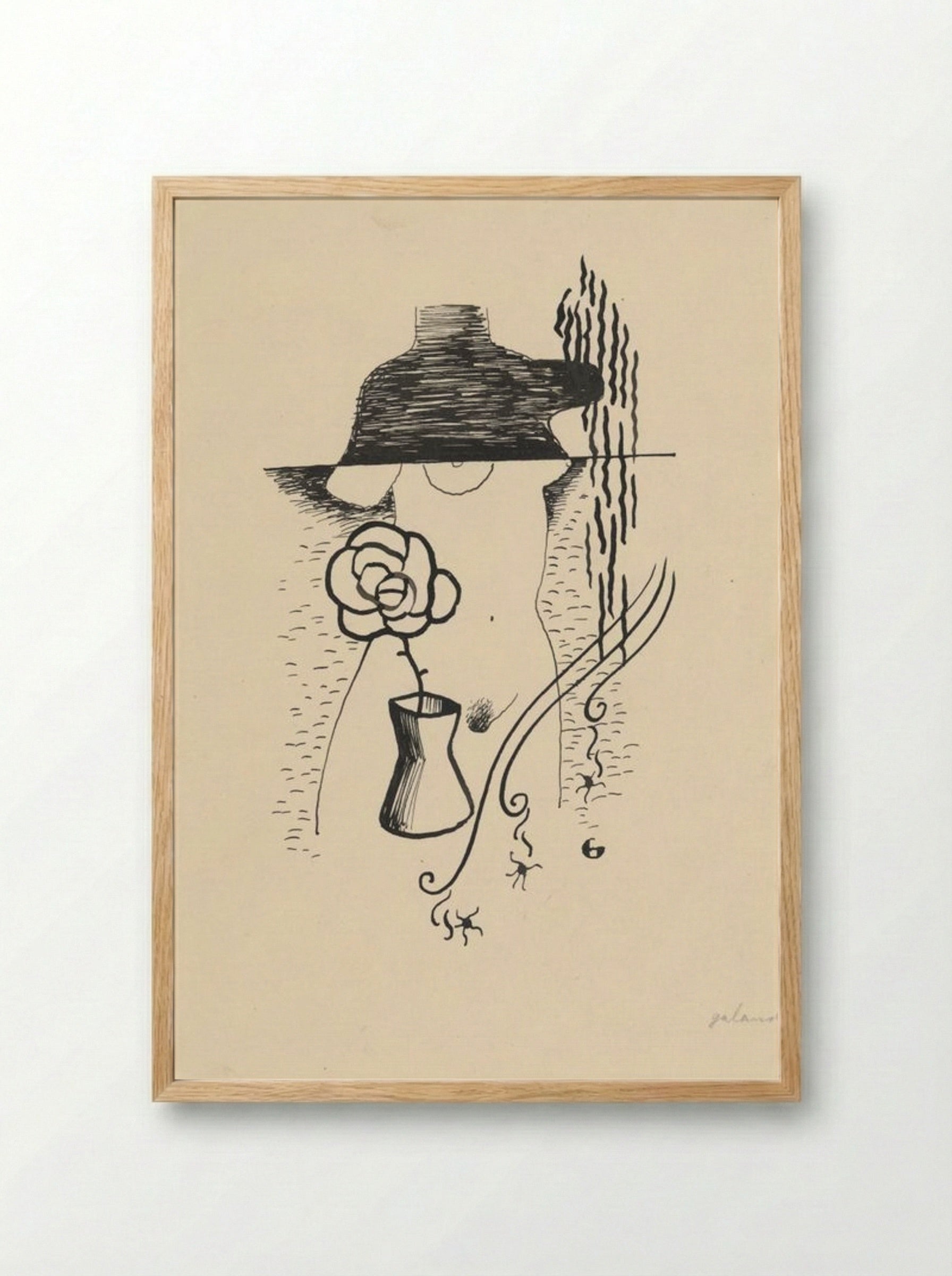 Woman and Flower - Mikuláš Galanda - Framed Print Wood