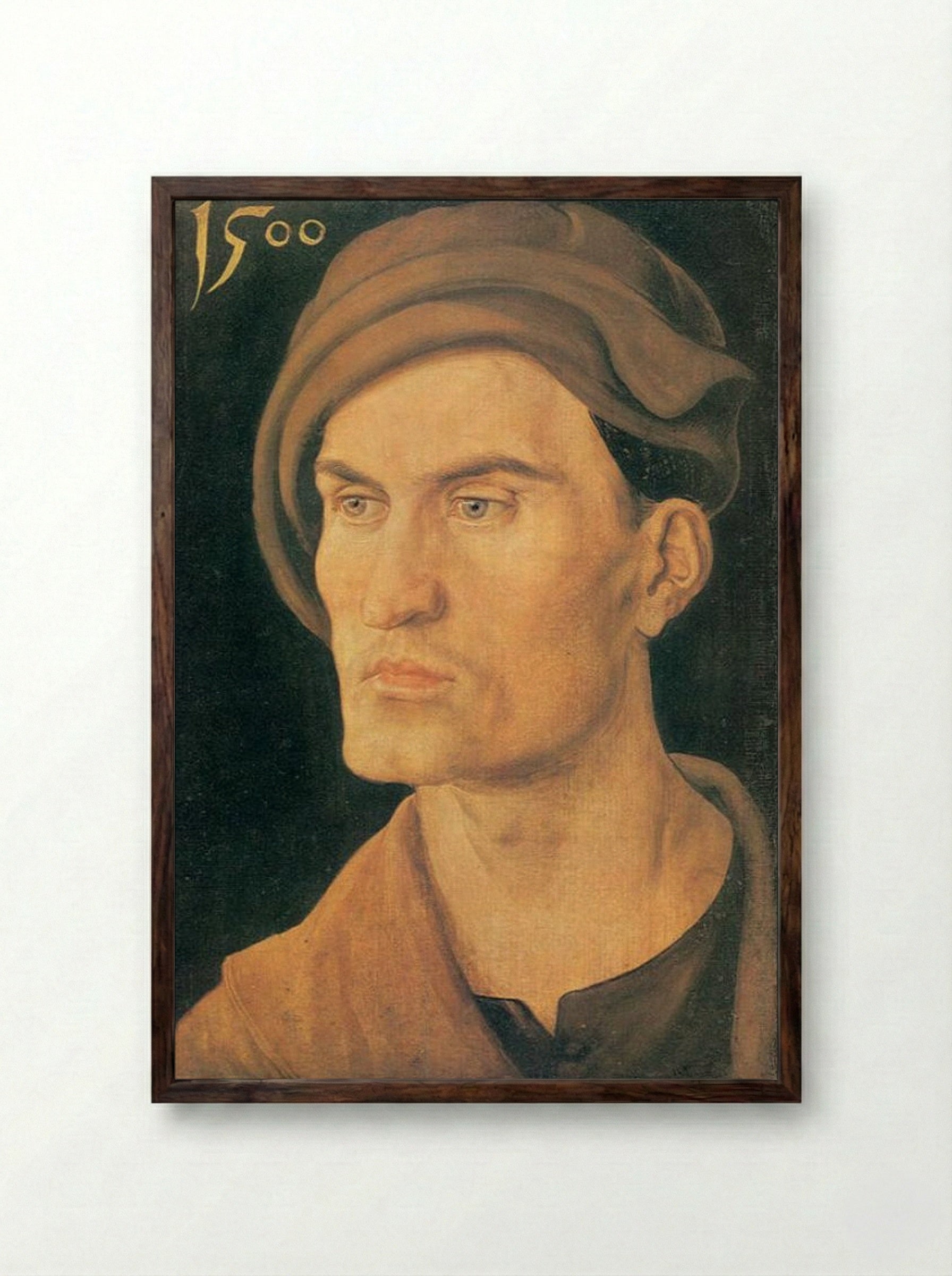 Portrait of a Young Man - Fine Art Print - Framed Print Dark Wood