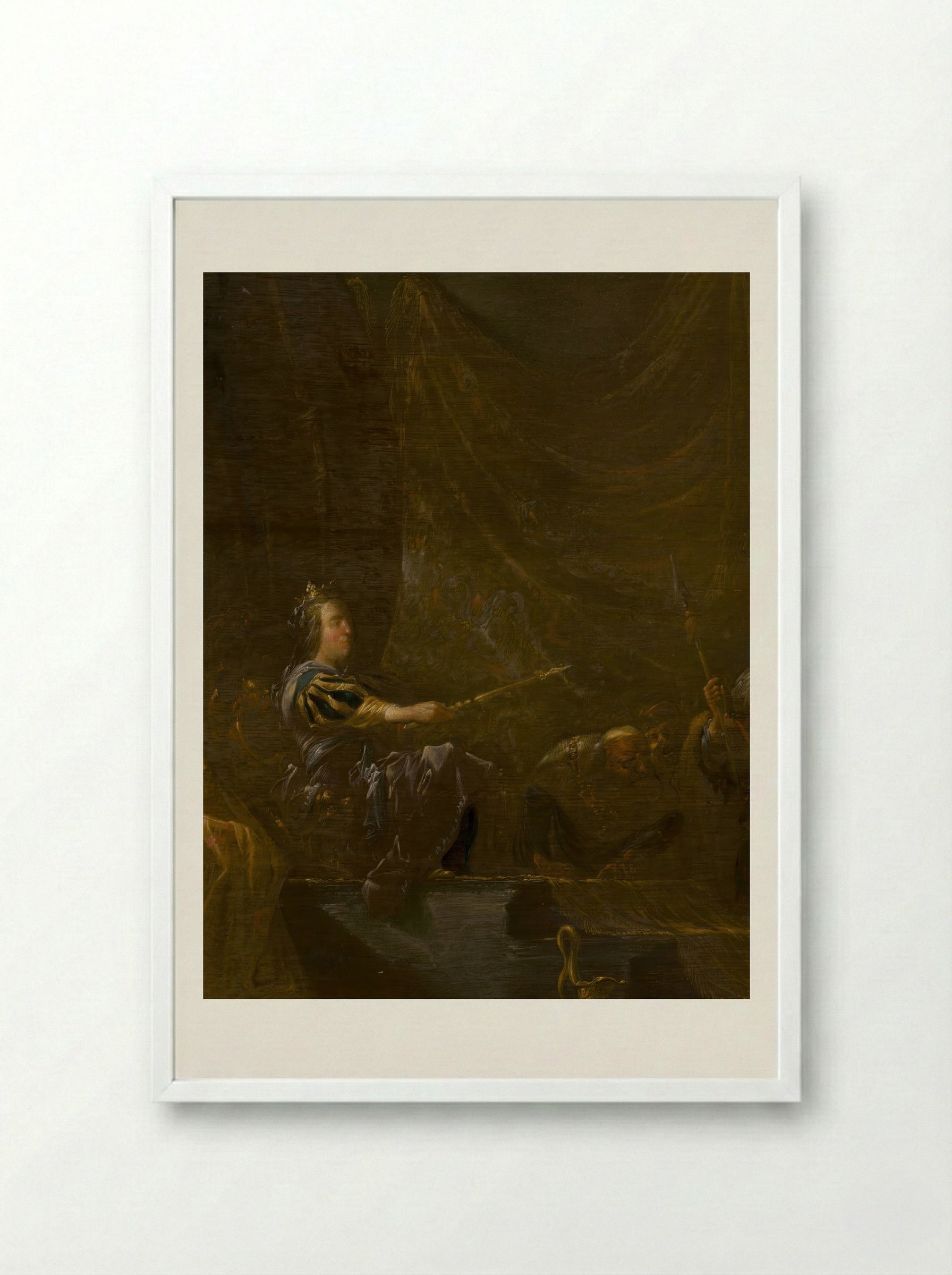 The Queen of Sheba Before Solomon - Erasmus Quellinus II - Framed Print White