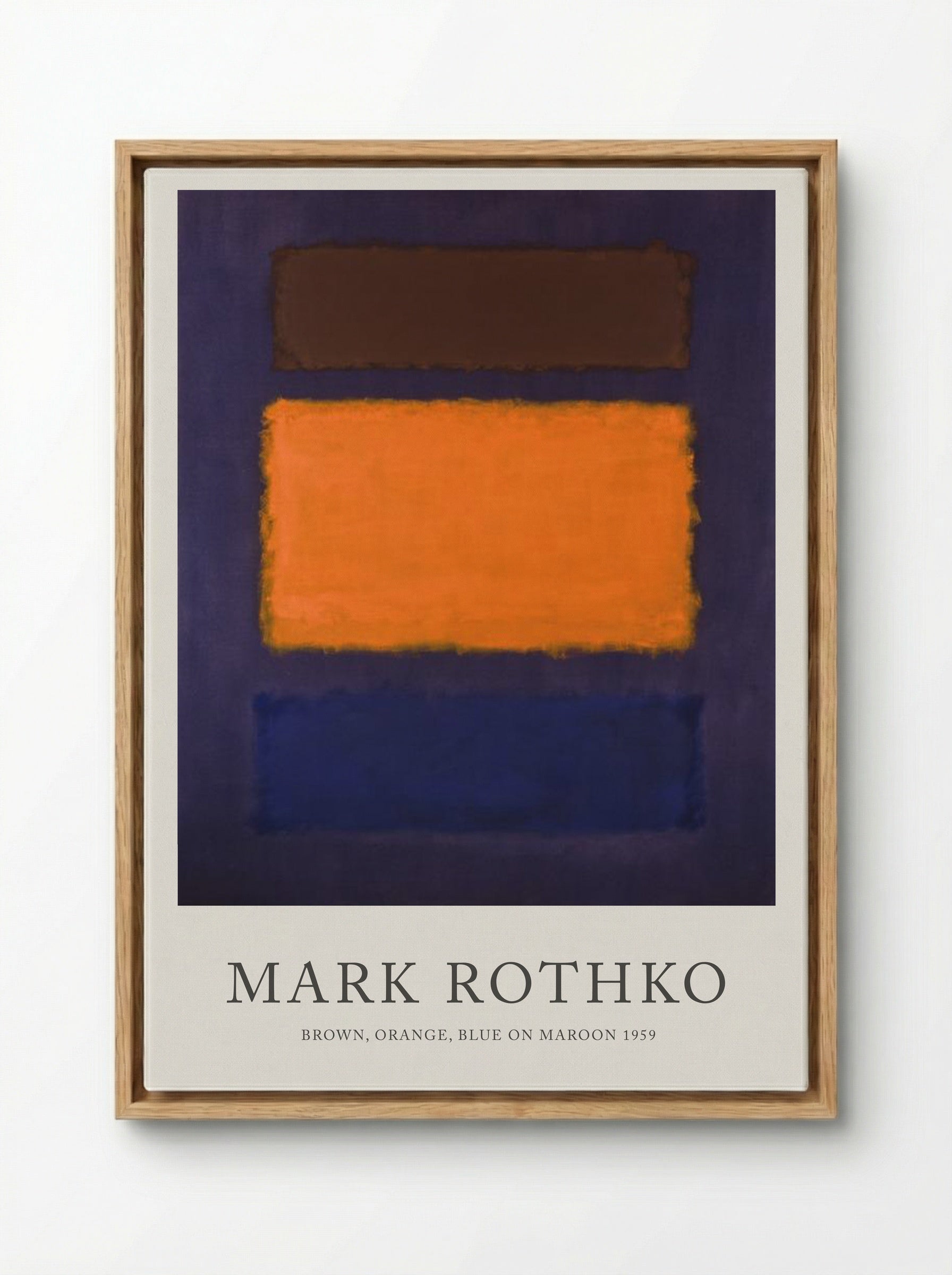 Brown, Orange, Blue on Maroon - Mark Rothko - Framed Canvas Wood