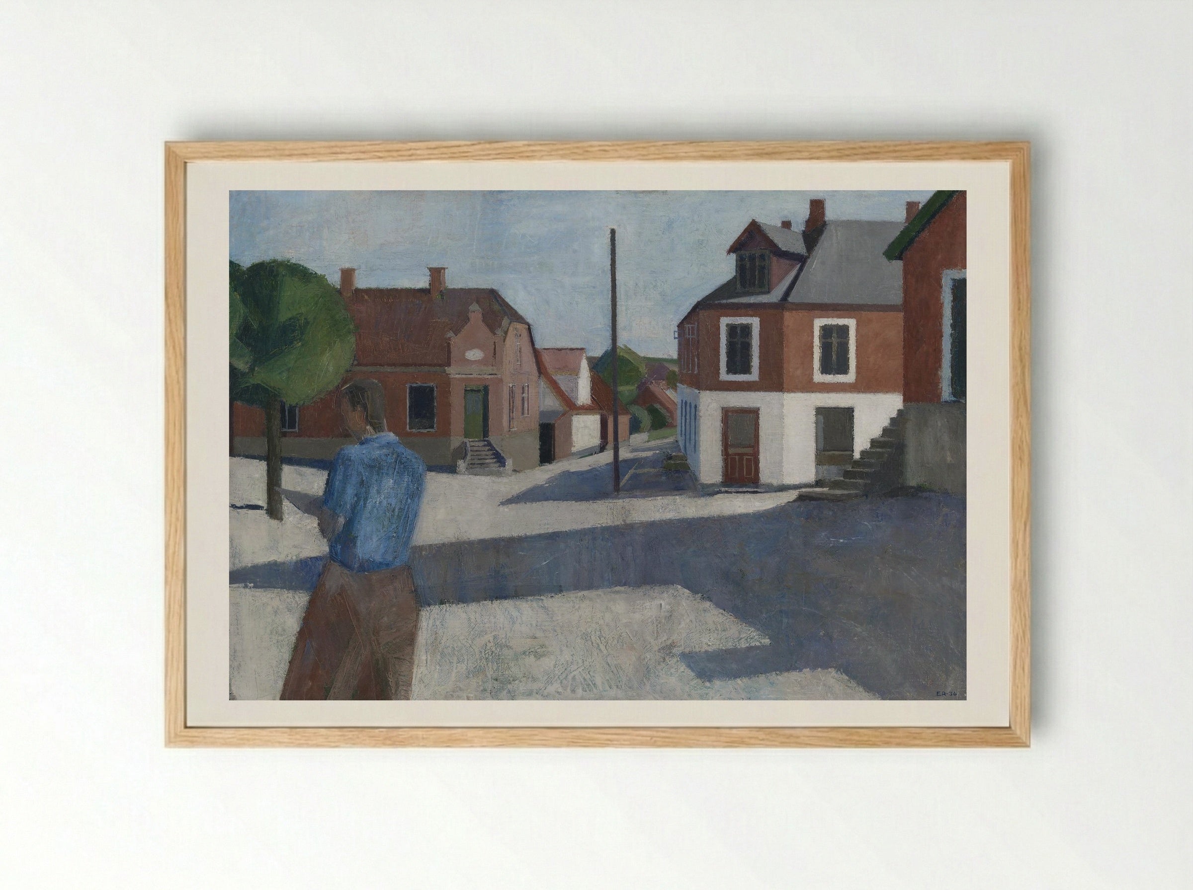 Street Scene with Figure - Erik Raadal - Framed Print Wood