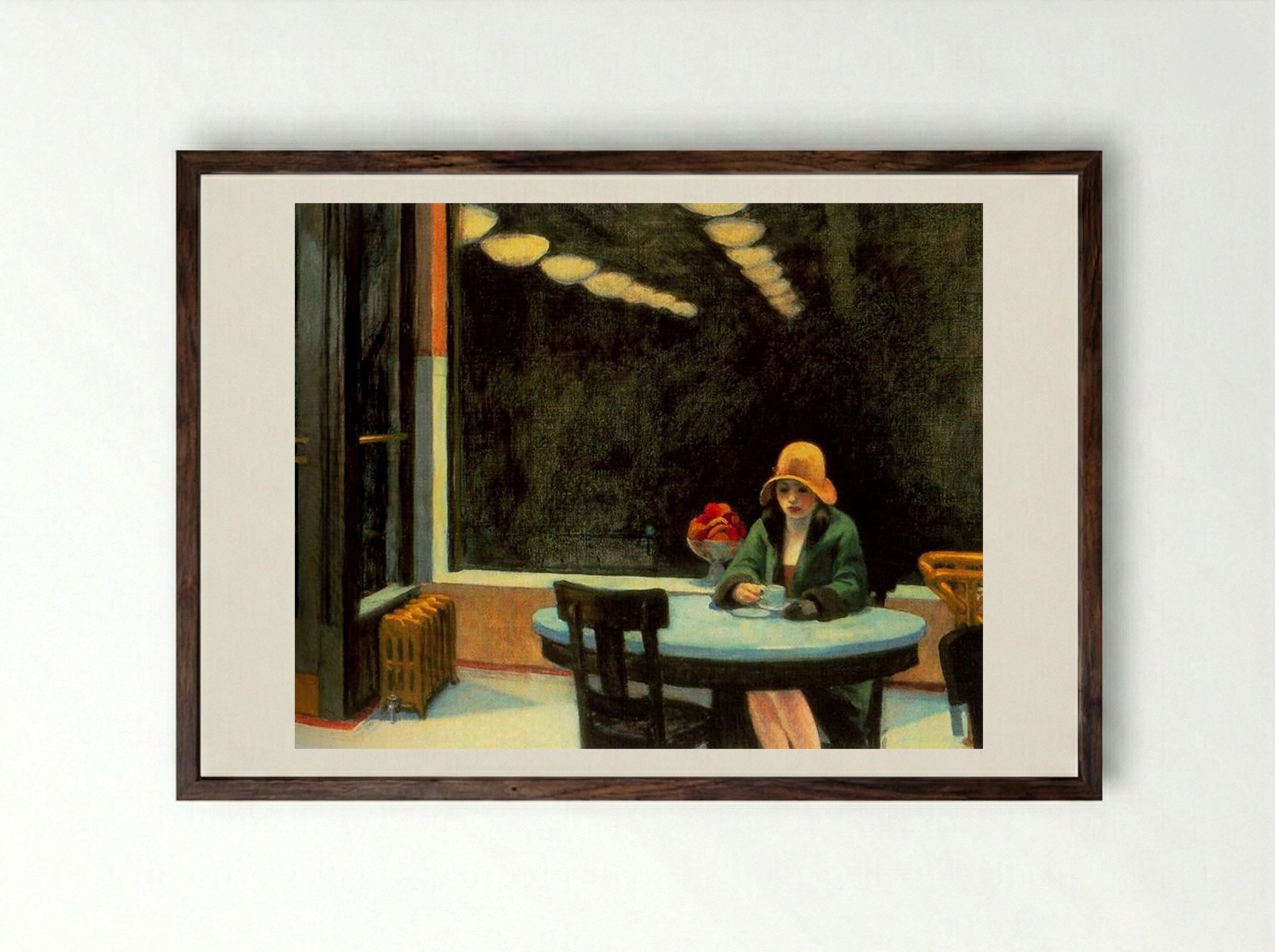 Automat - Edward Hopper - Framed Print Dark Wood