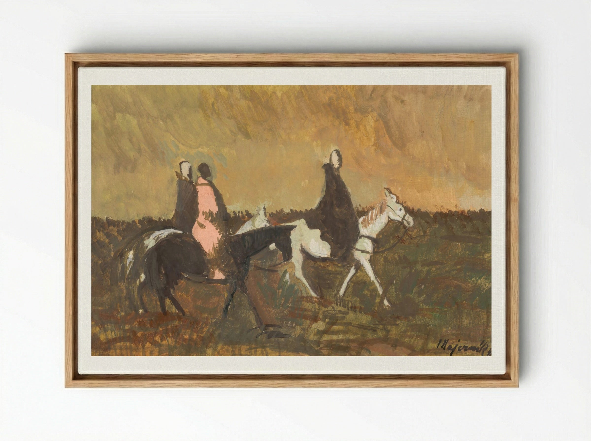 Three Riders in a Landscape - Cyprián Majerník - Framed Canvas Wood