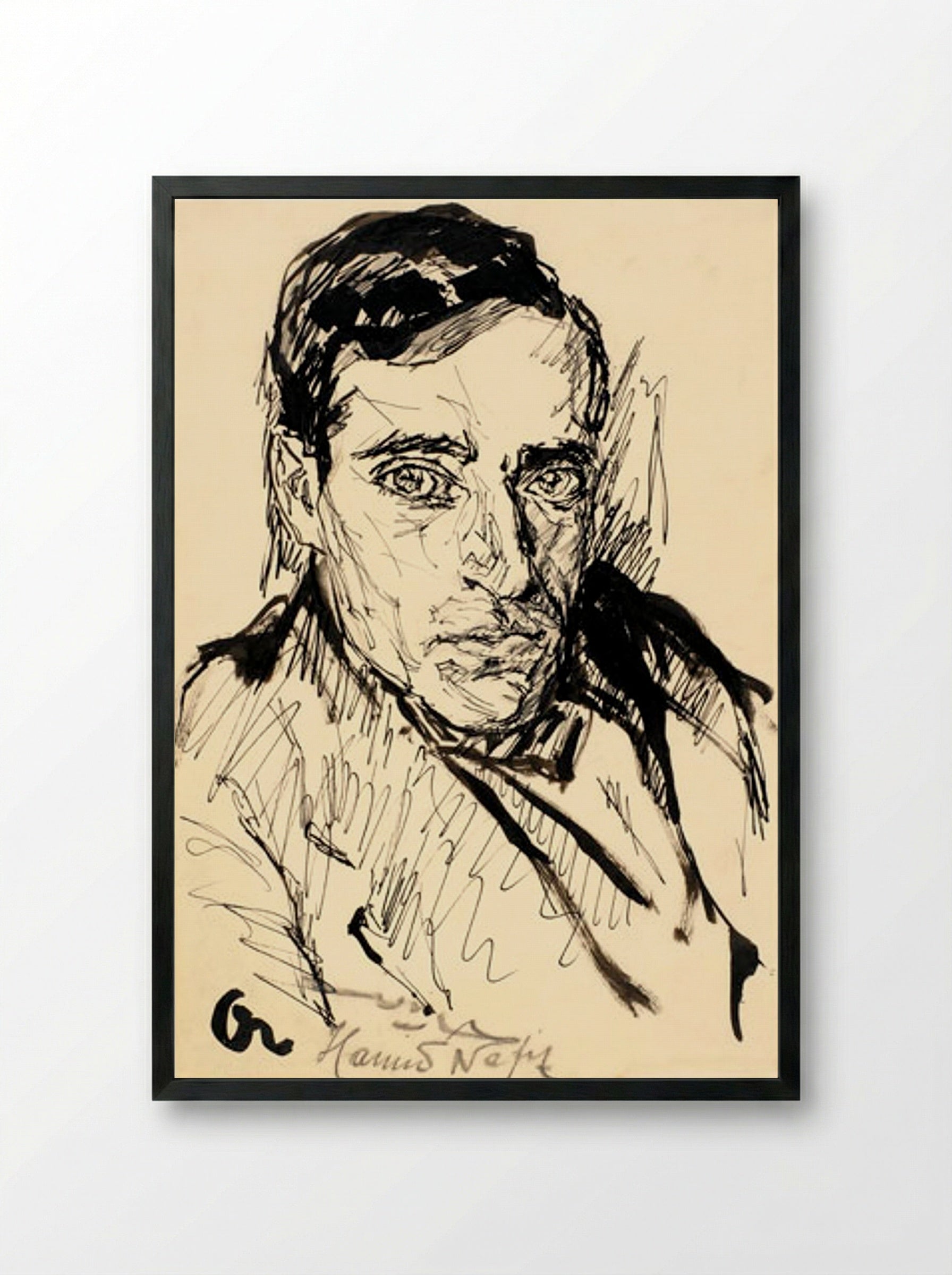 Portrait Study - Hamid Nafir - Framed Print Black
