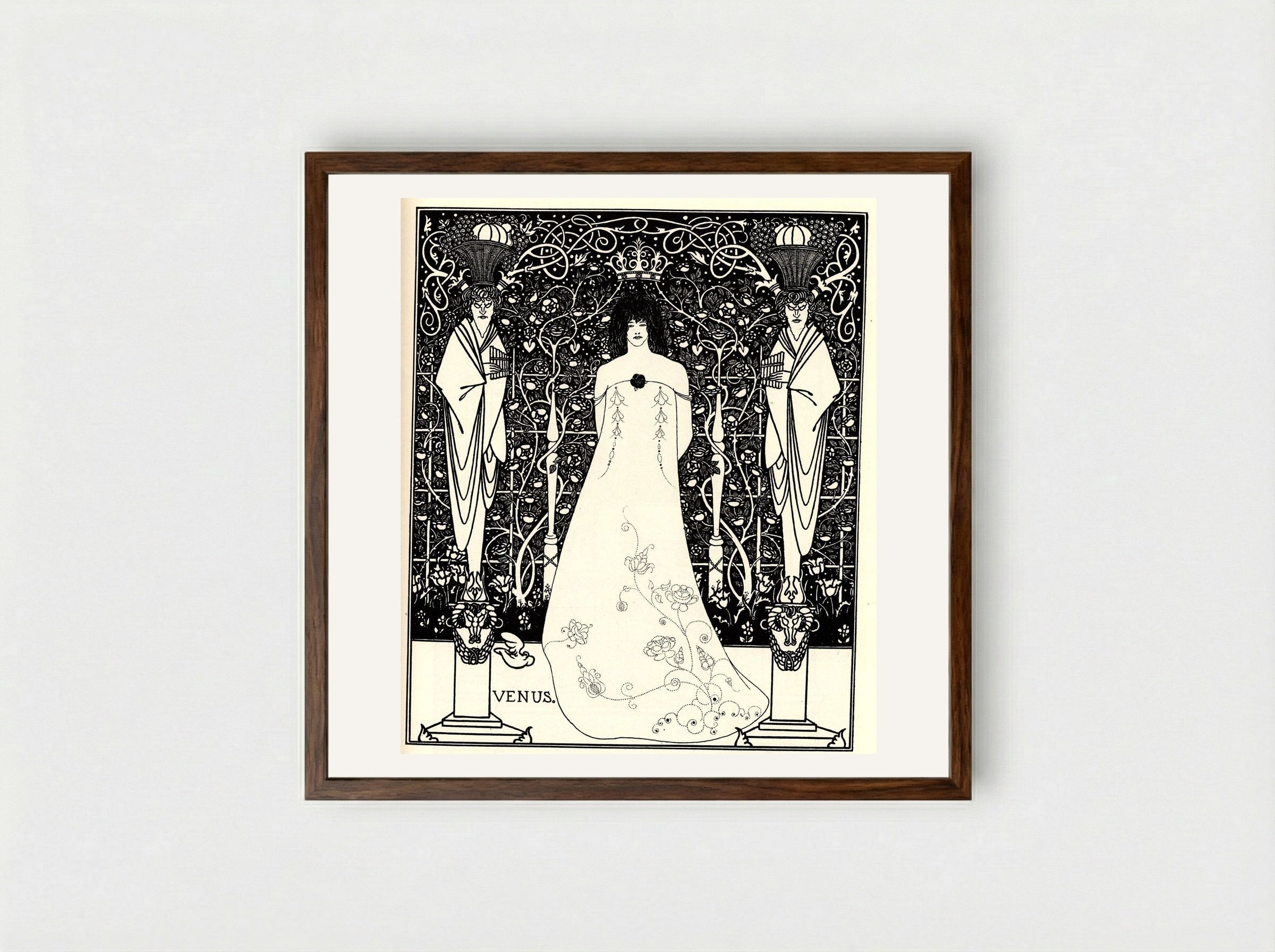 Frontispiece for 'Venus and Tannhäuser' - Aubrey Beardsley - Framed Print Dark Wood