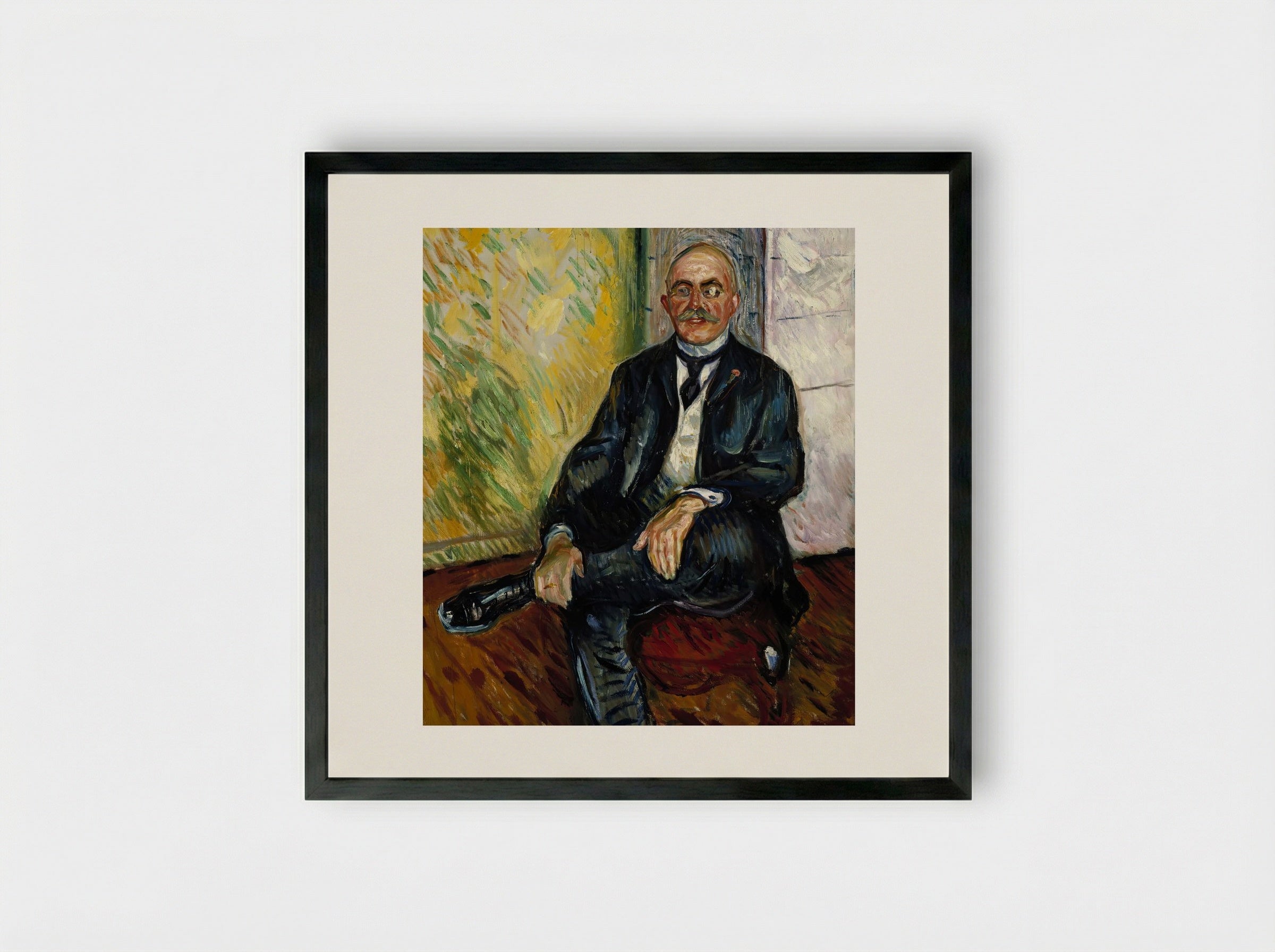 Portrait of Gustaf Schiefler - Edvard Munch - Framed Print Black
