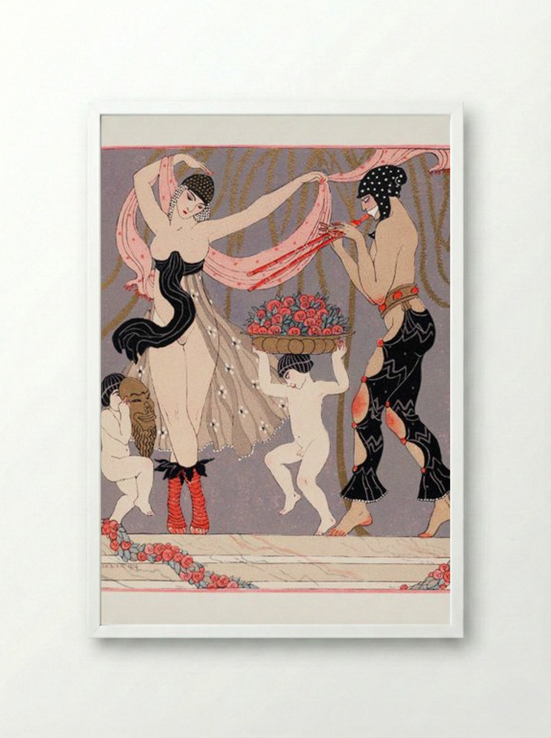 The Dance of the Flowers - George Barbier - Framed Print White