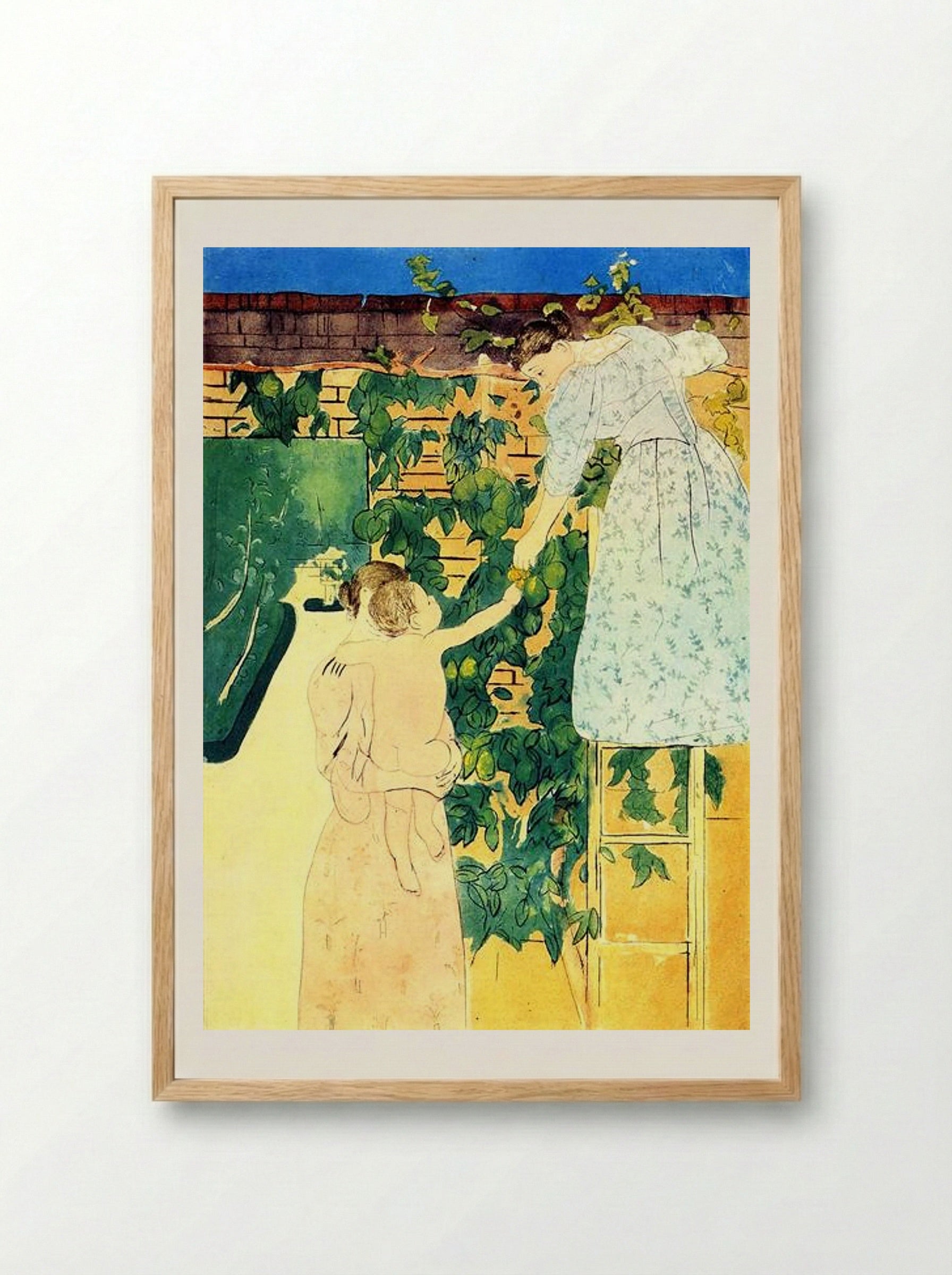 Gathering Fruit - Mary Cassatt - Framed Print Wood