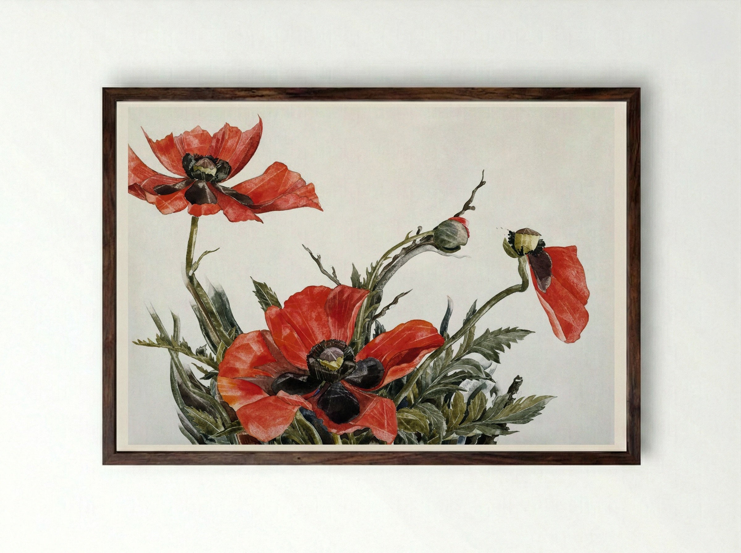 Red Poppies - Charles Demuth - Framed Print Dark Wood