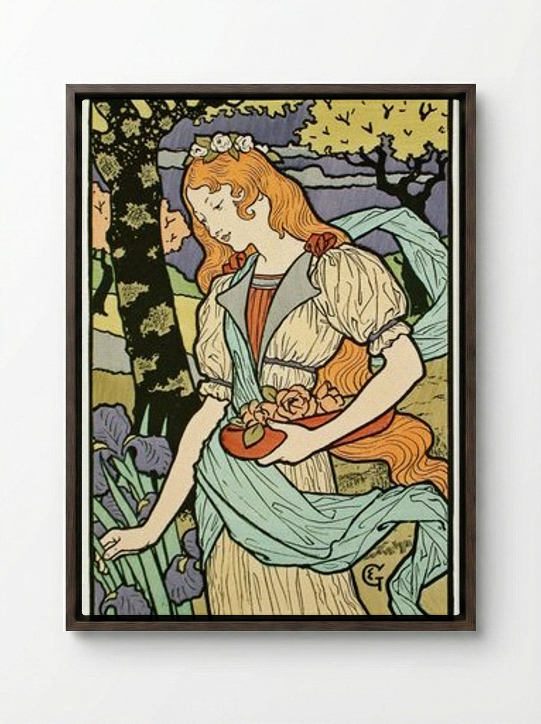 Poster for an Exhibition of French Decorative Art at the Grafton Galleries - Eugène Grasset - Framed Canvas Dark Wood