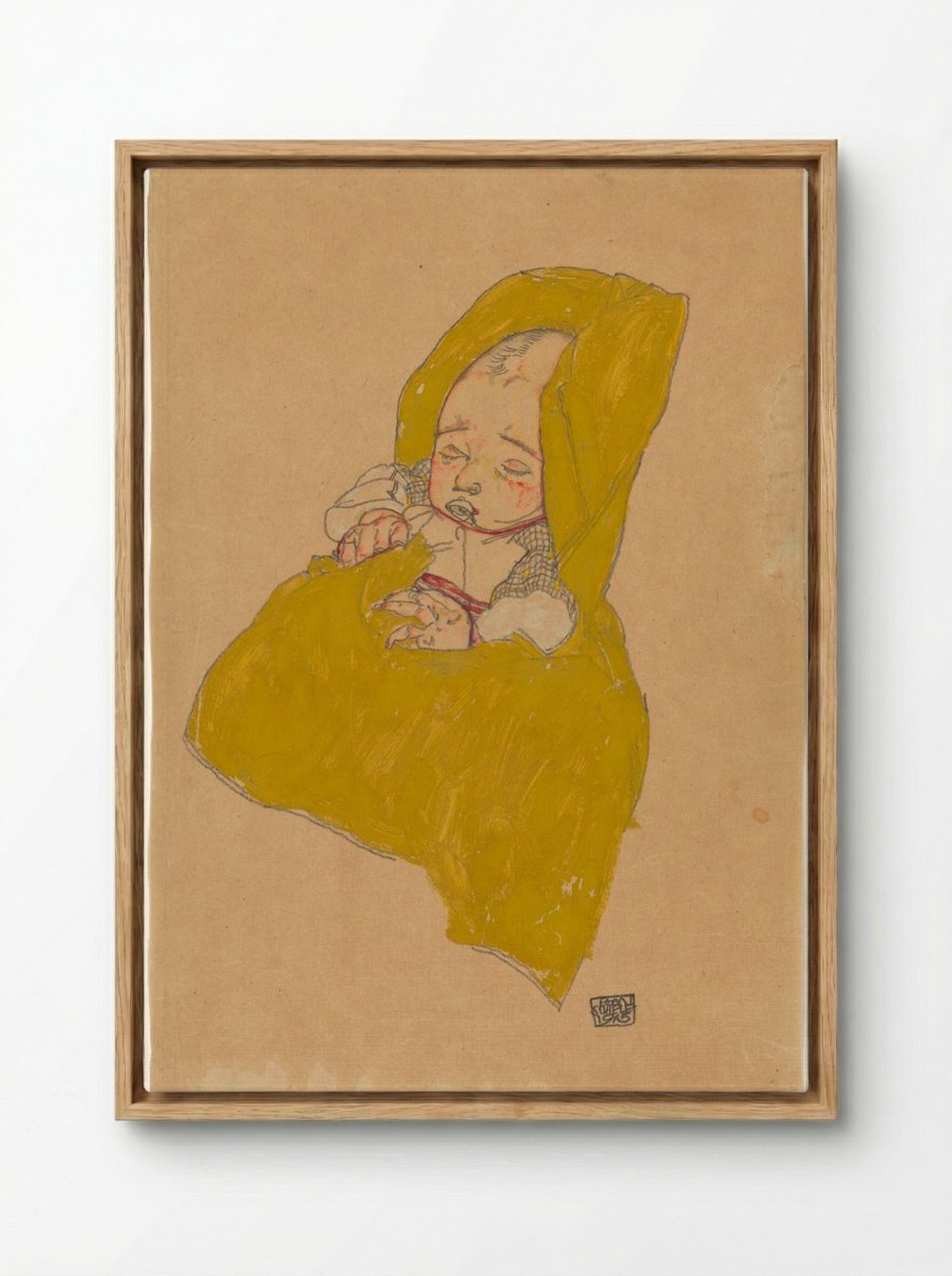 Infant in Swaddling Clothes - Egon Schiele - Framed Canvas Wood
