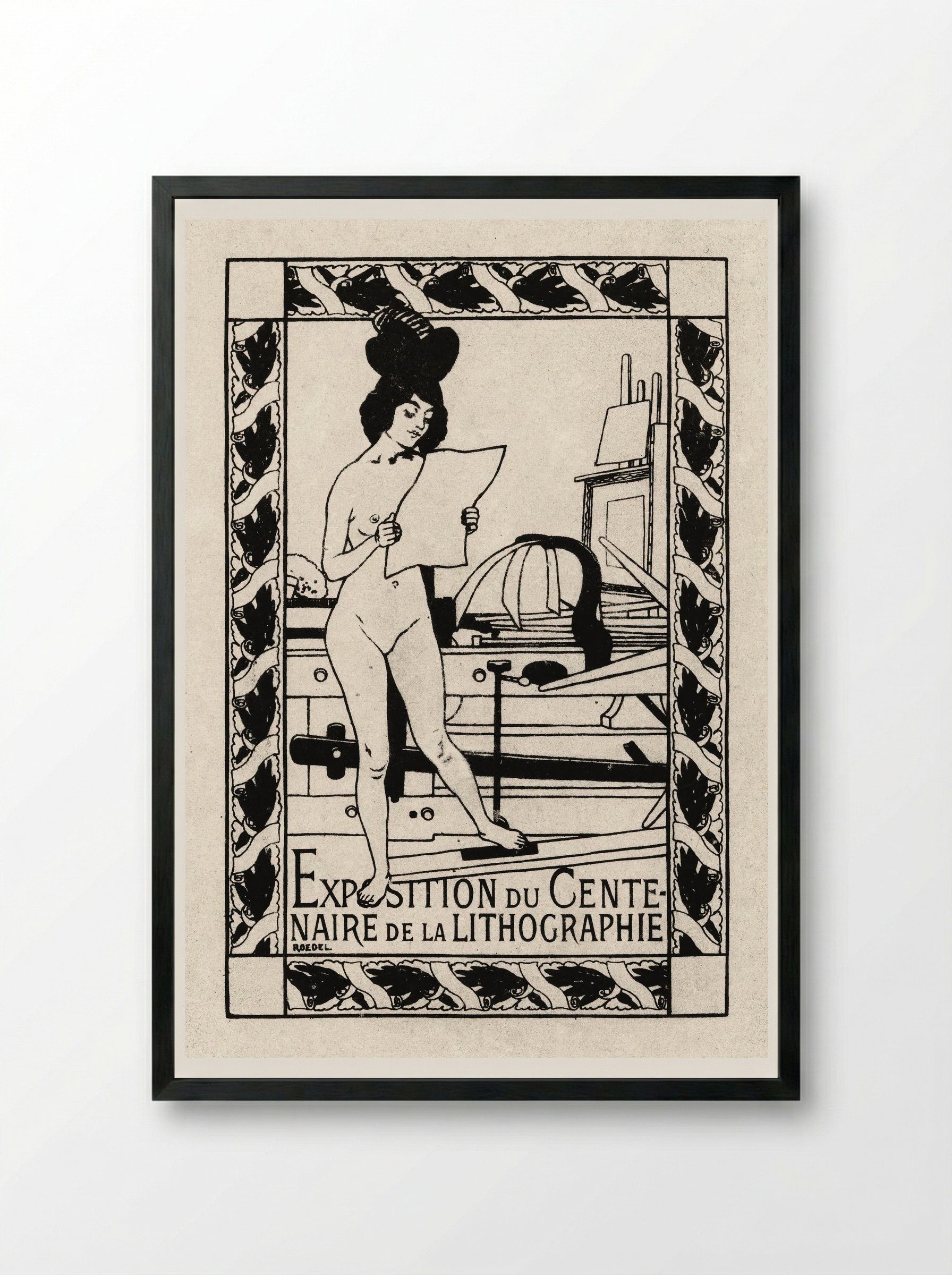Exposition du Centenaire de la Lithographie - Auguste Roedel - Framed Print Black