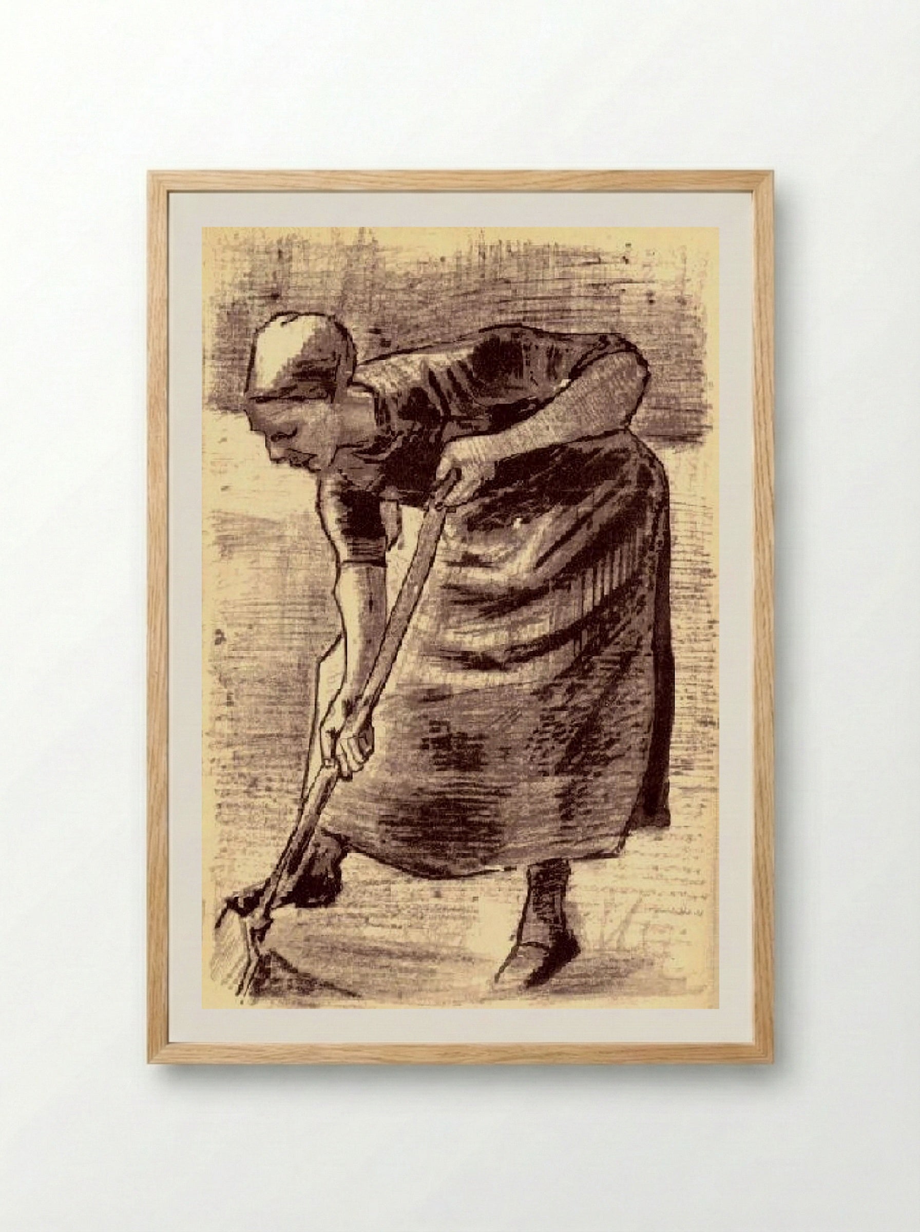 Woman Digging - Vincent van Gogh - Framed Print Wood