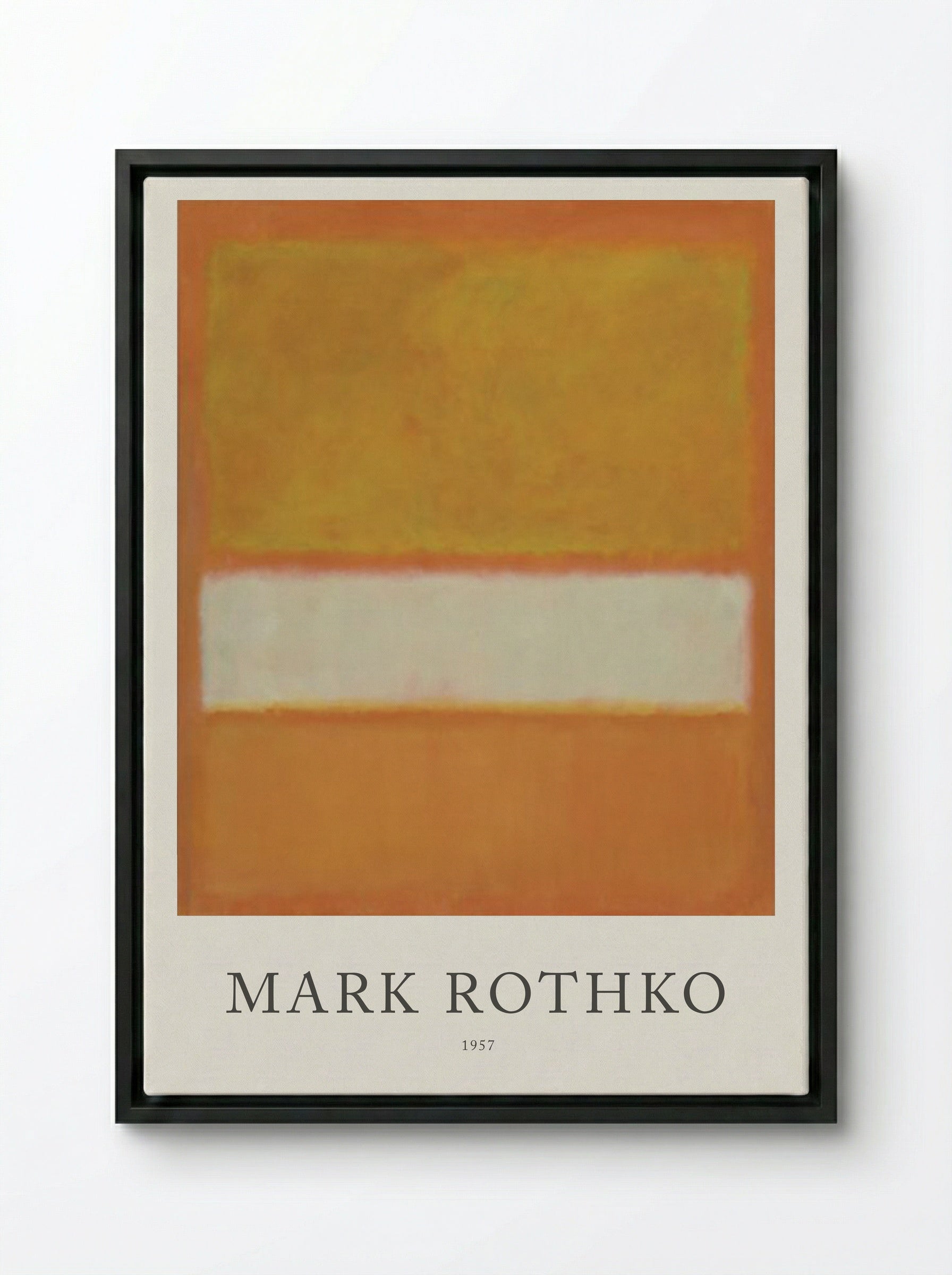 Untitled (Orange, White, and Orange) - Mark Rothko - Framed Canvas Black