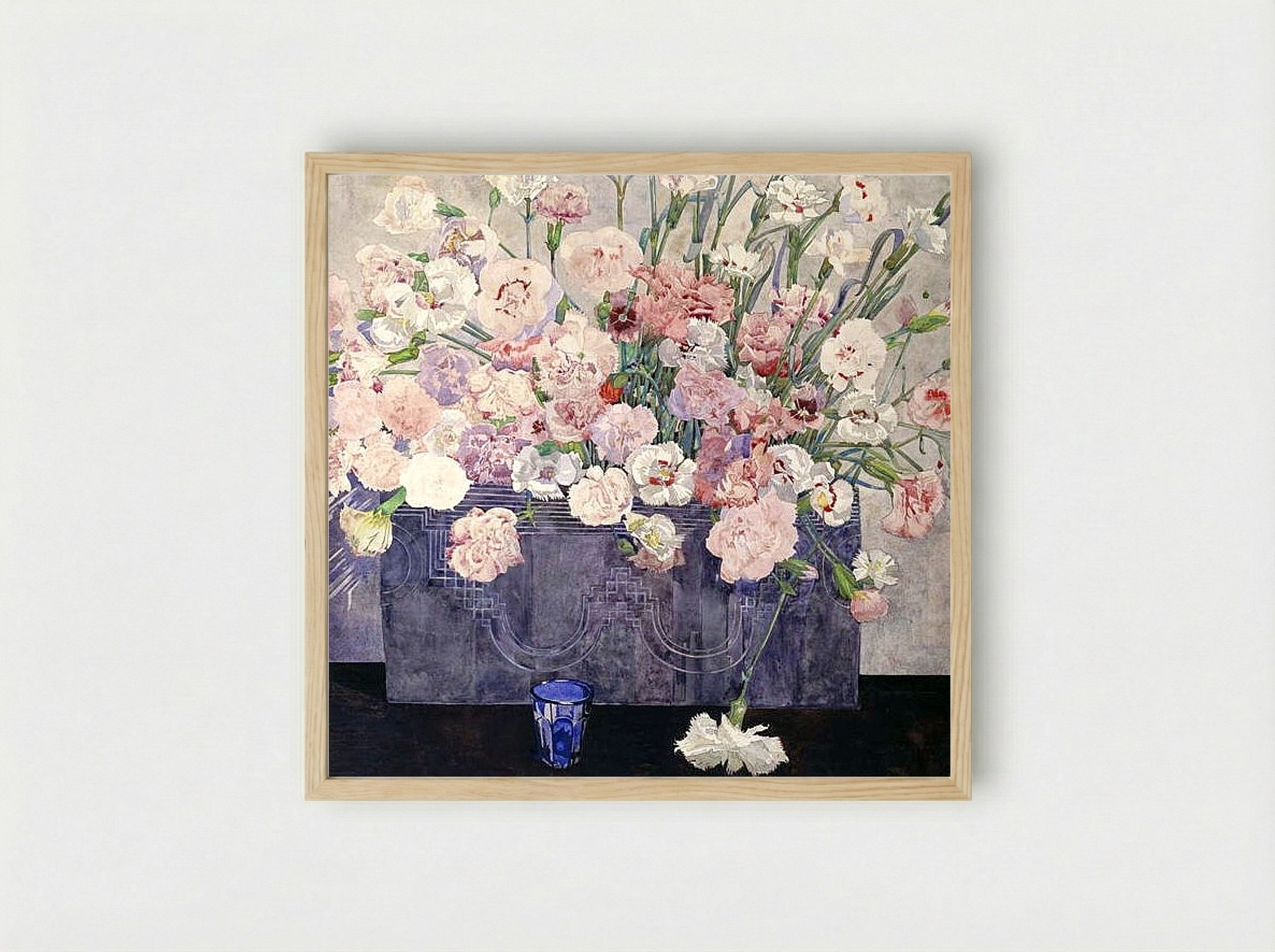 Still Life with Carnations - Fine Art Print - Framed Print Wood