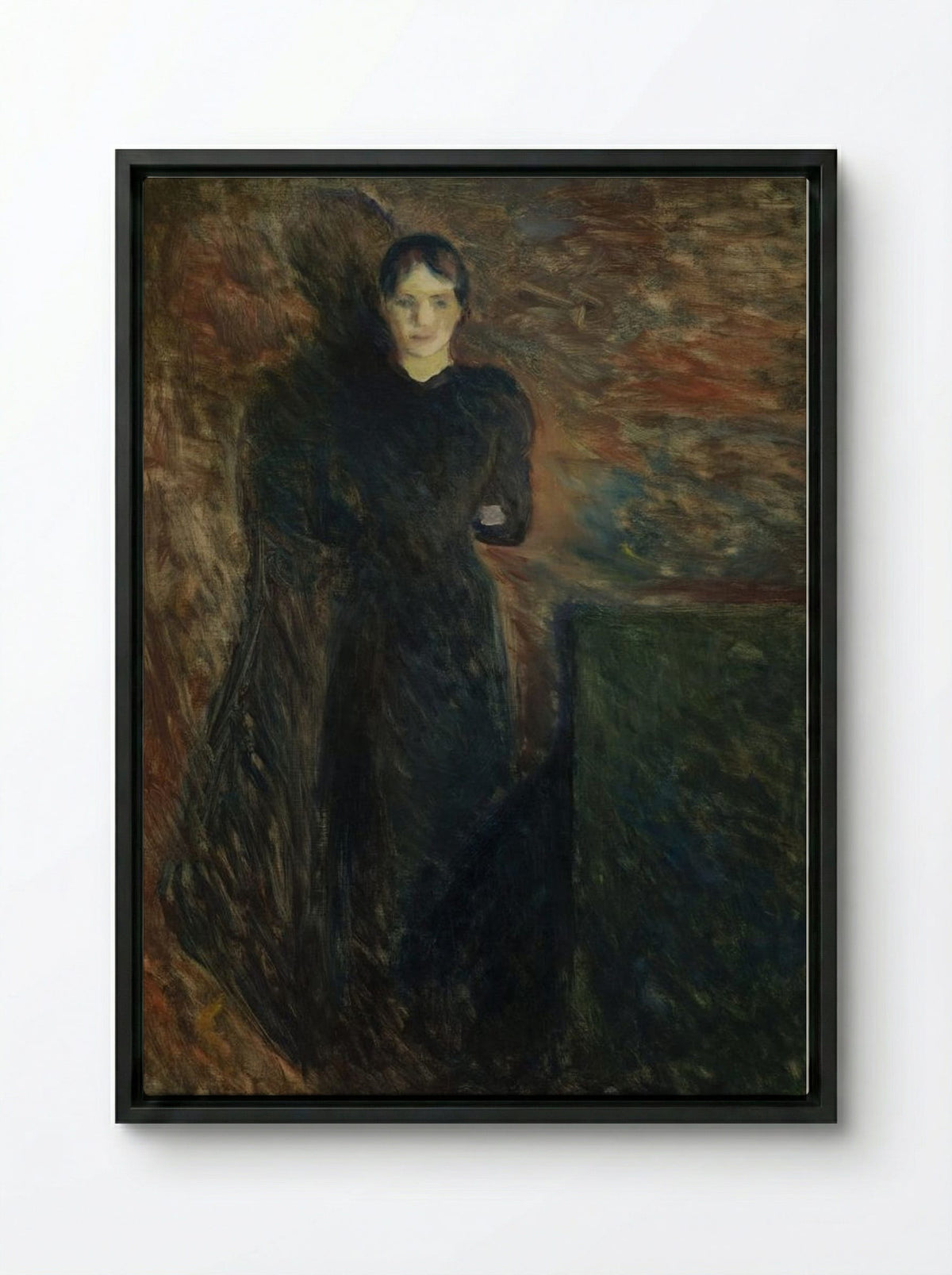 Lady in Black - Edvard Munch - Framed Canvas Black