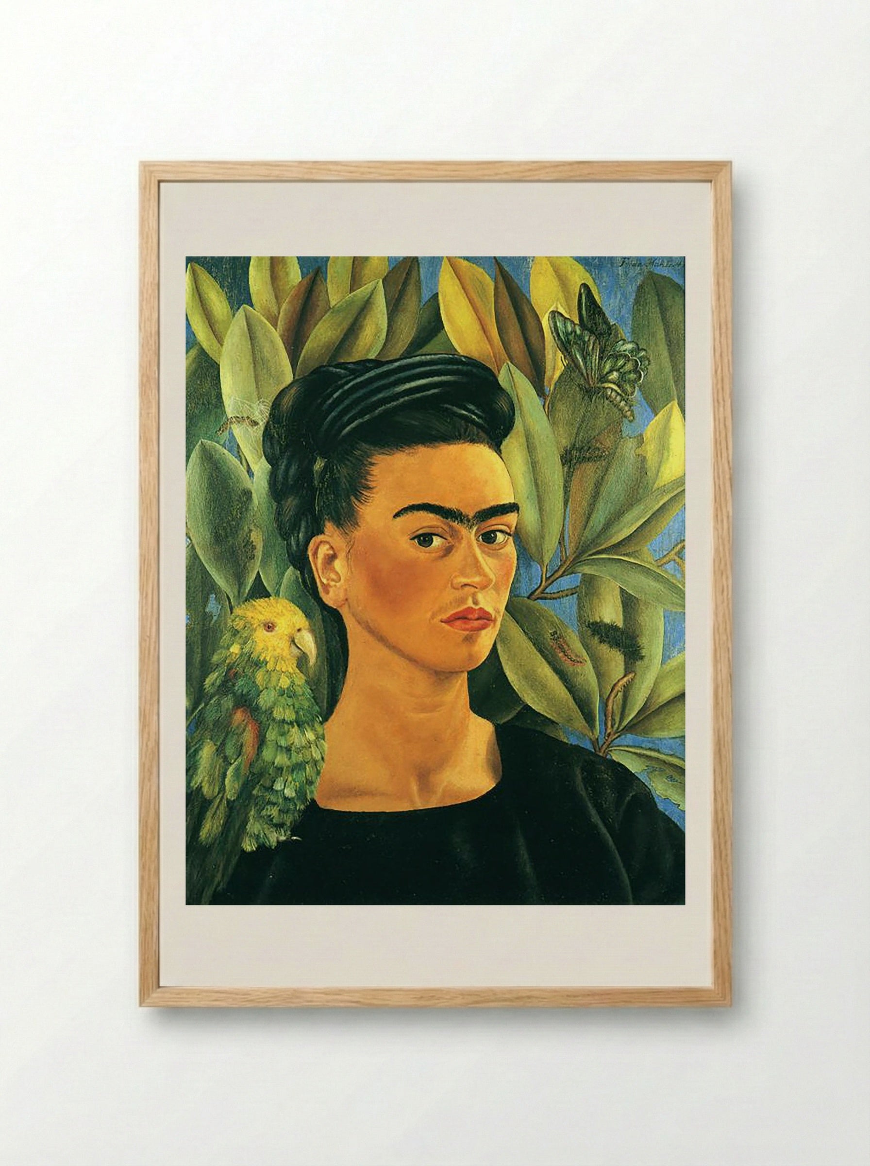 Self-Portrait with Bonito - Frida Kahlo - Framed Print Wood