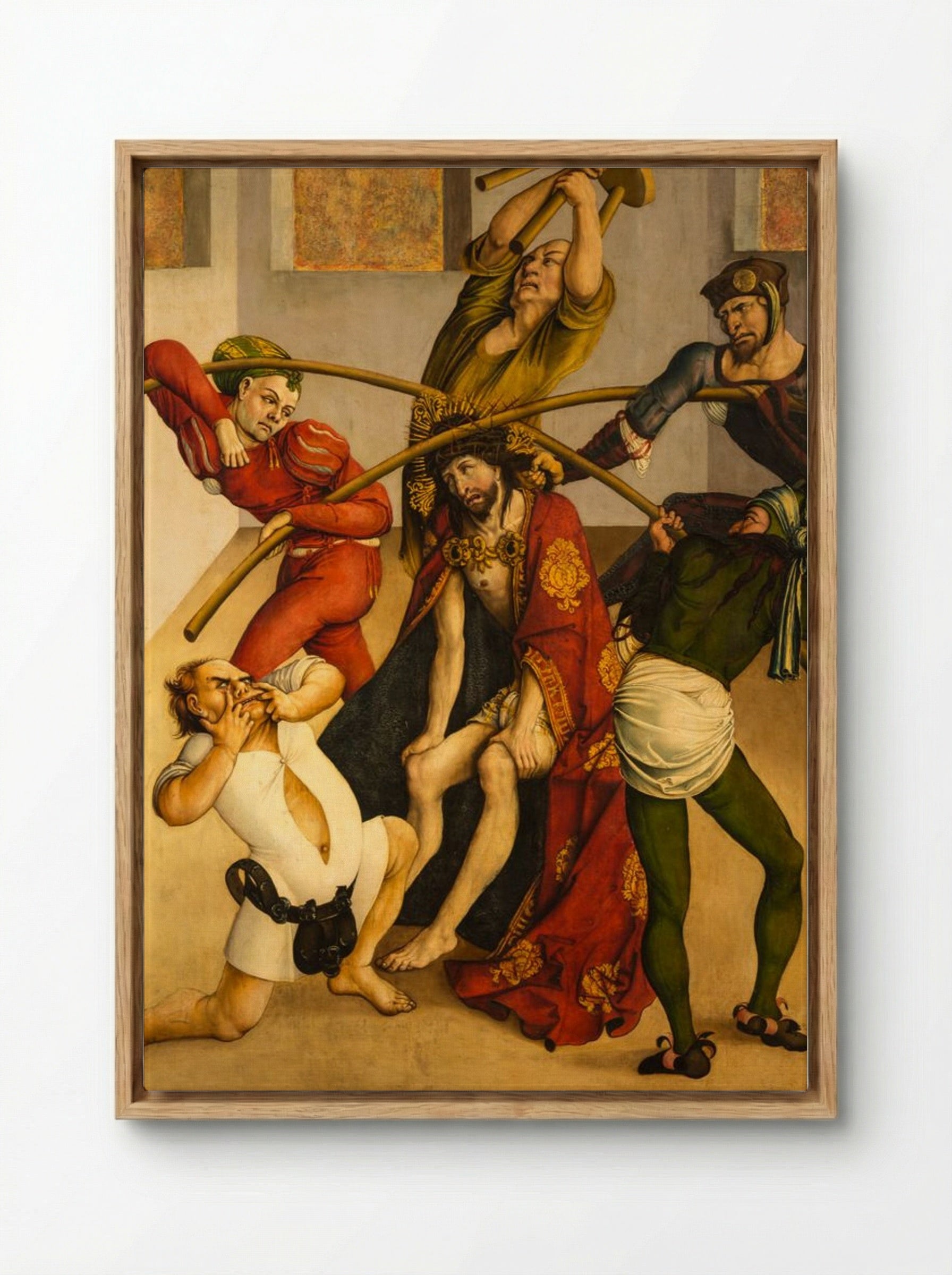 The Mocking of Christ (Melk Altar) - Jörg Breu the Elder - Framed Canvas Wood