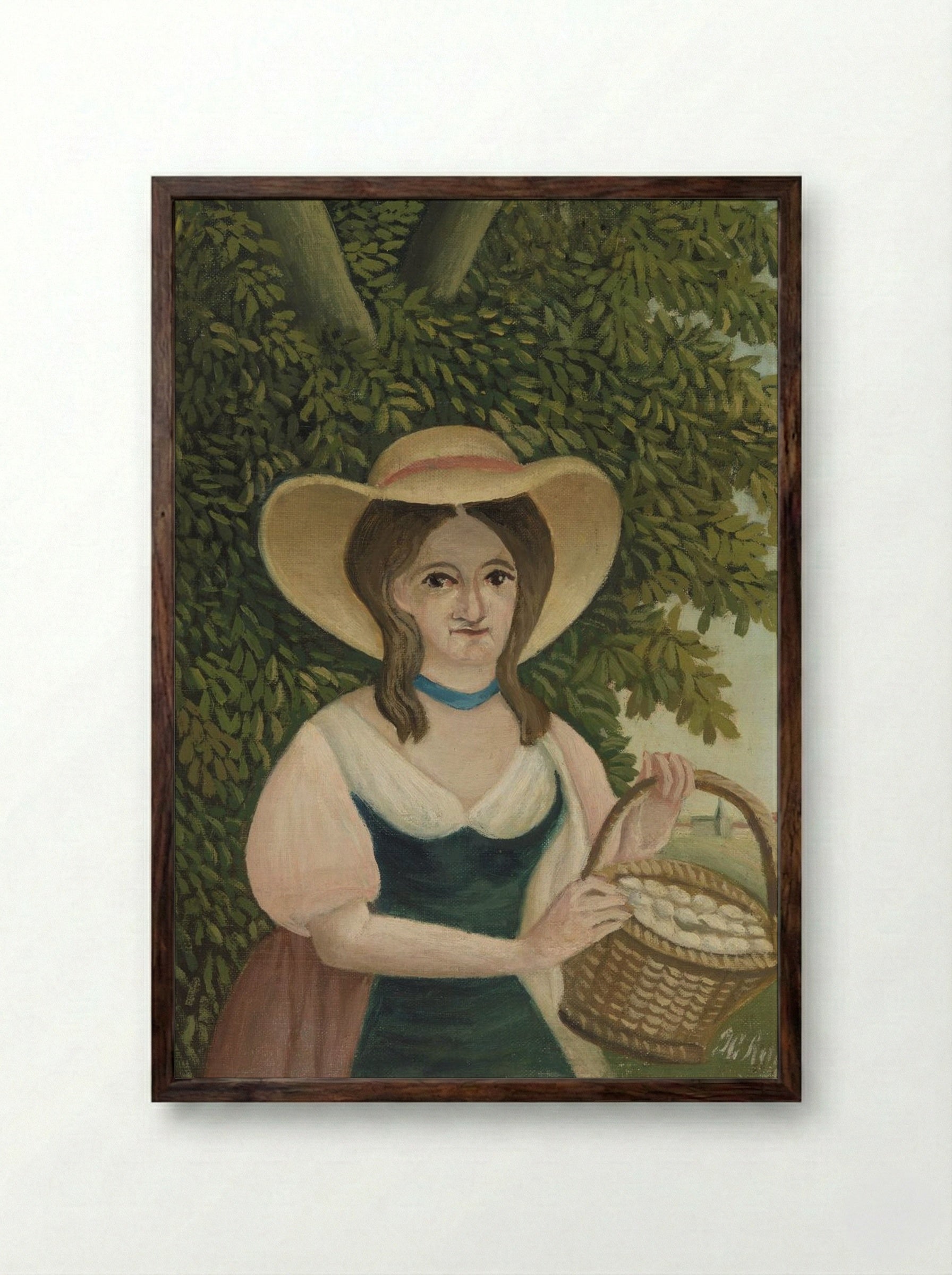 Woman with Basket of Eggs (La Femme au panier d'œufs) - Henri Rousseau - Framed Print Dark Wood