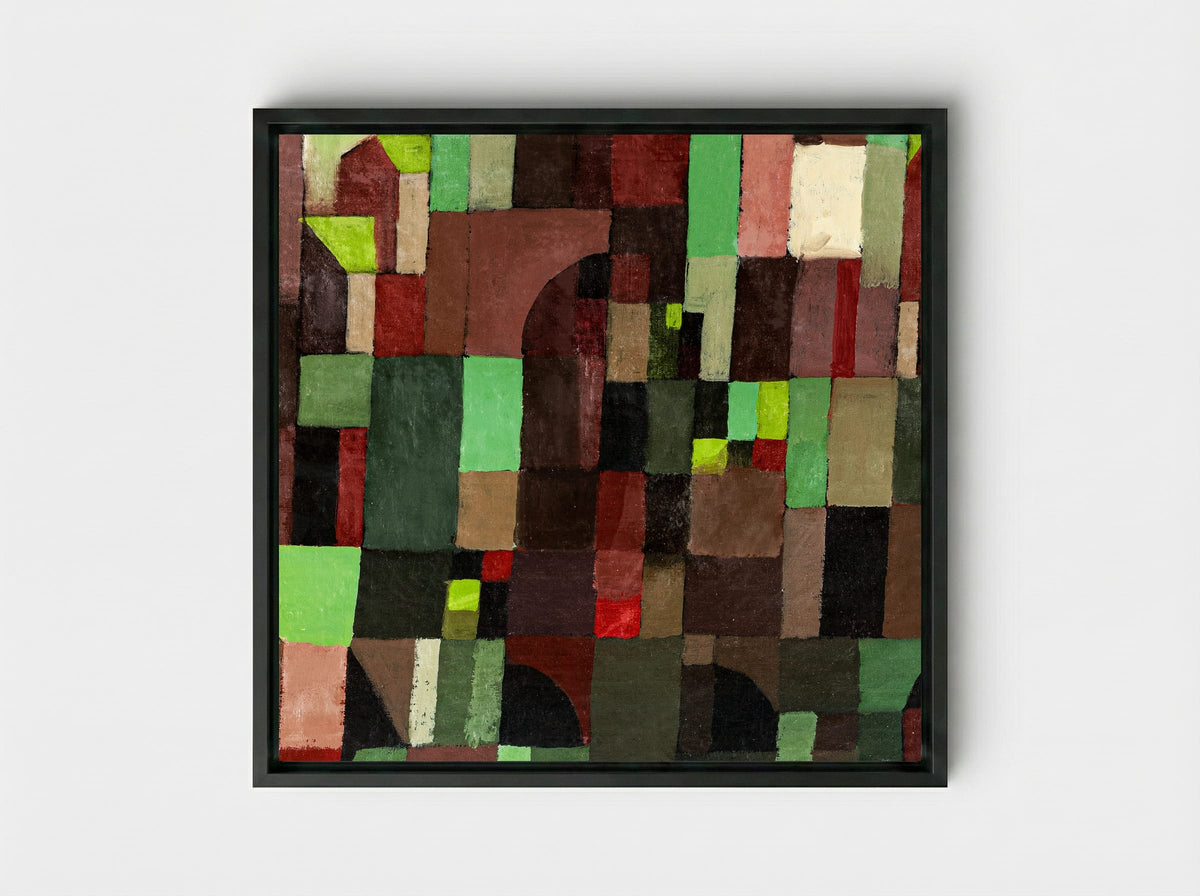 Red and Green Architecture - Paul Klee - Framed Canvas Black