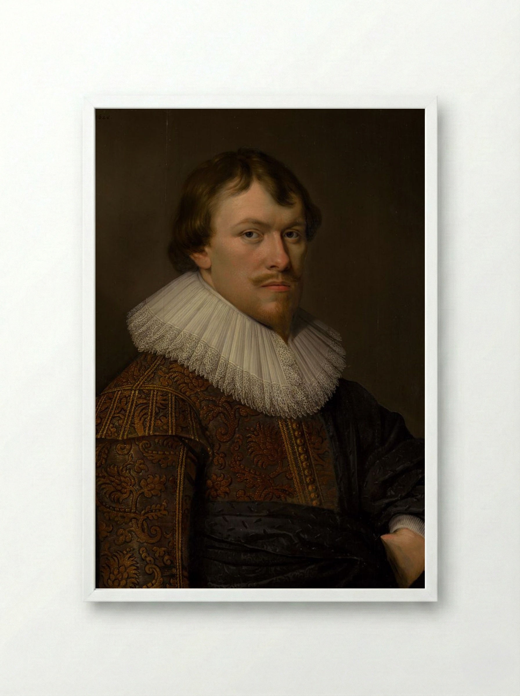 The Portrait of Gerrit Schaep - Frans Hals - Framed Print White