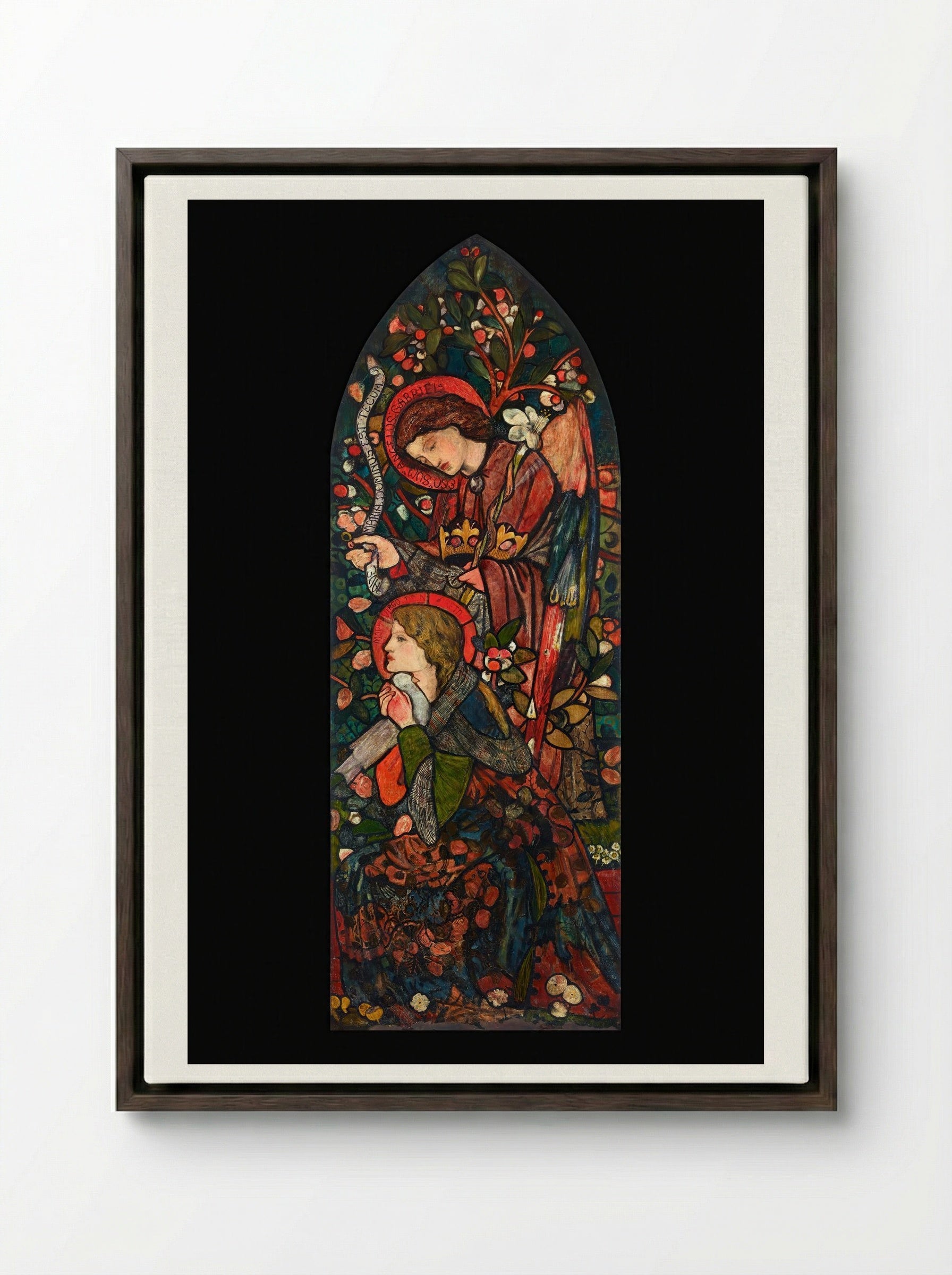 The Annunciation - Sir Edward Burne-Jones - Framed Canvas Dark Wood