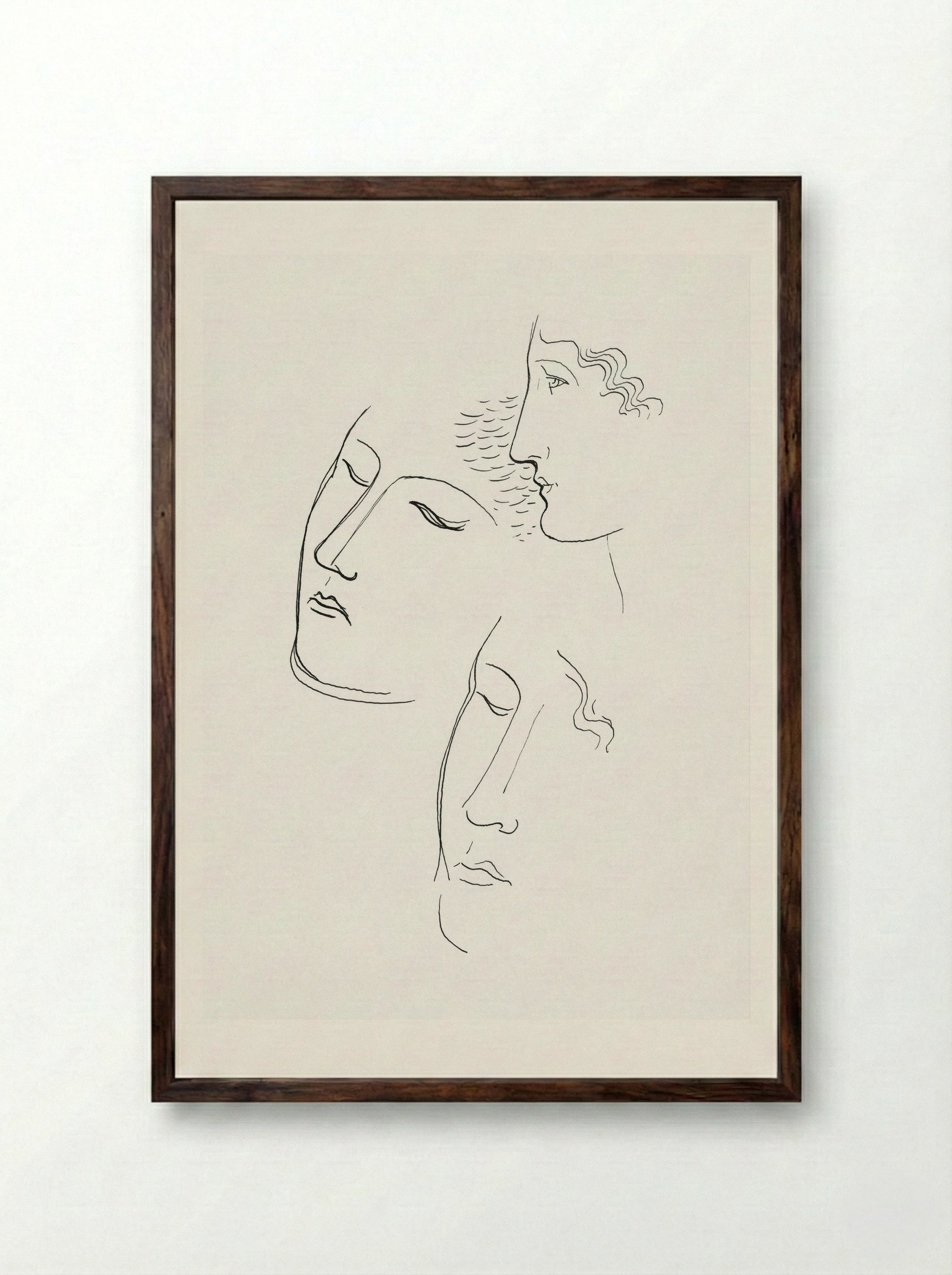 Sketchbook Study of Women's Faces - Mikuláš Galanda - Framed Print Dark Wood