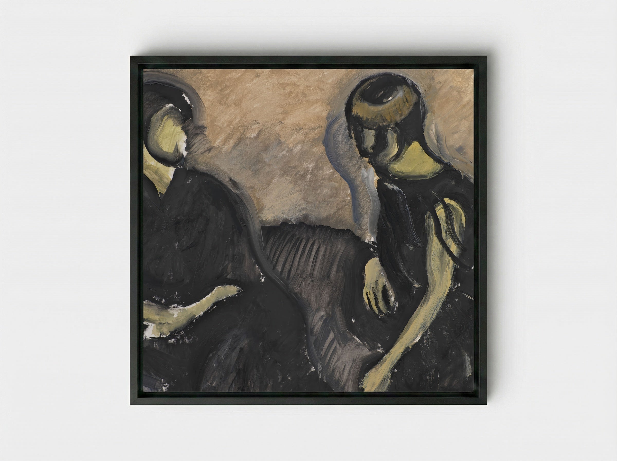 Two Ladies - Harald Giersing - Framed Canvas Black