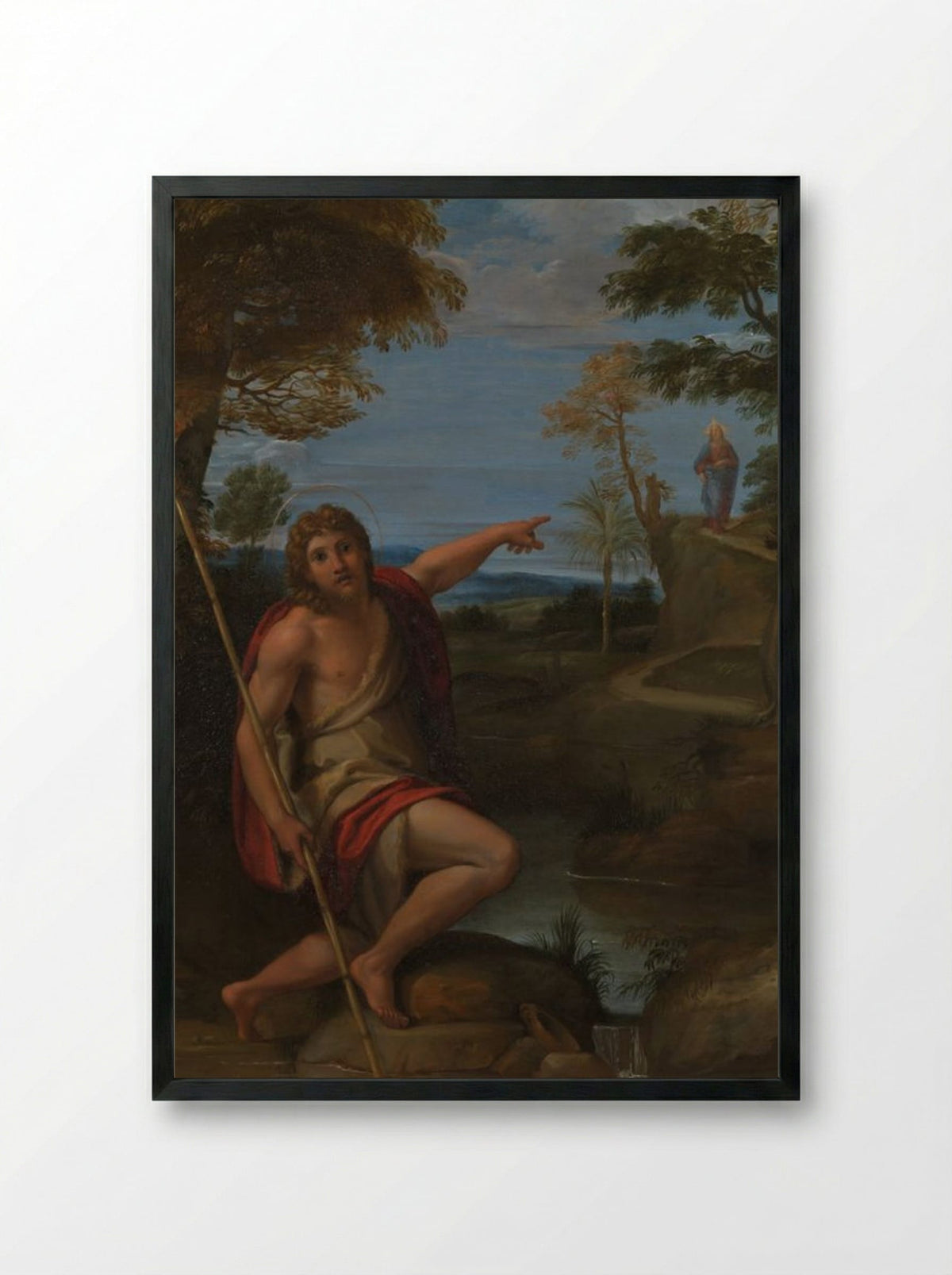 Saint John the Baptist Bearing Witness - Annibale Carracci - Framed Print Black